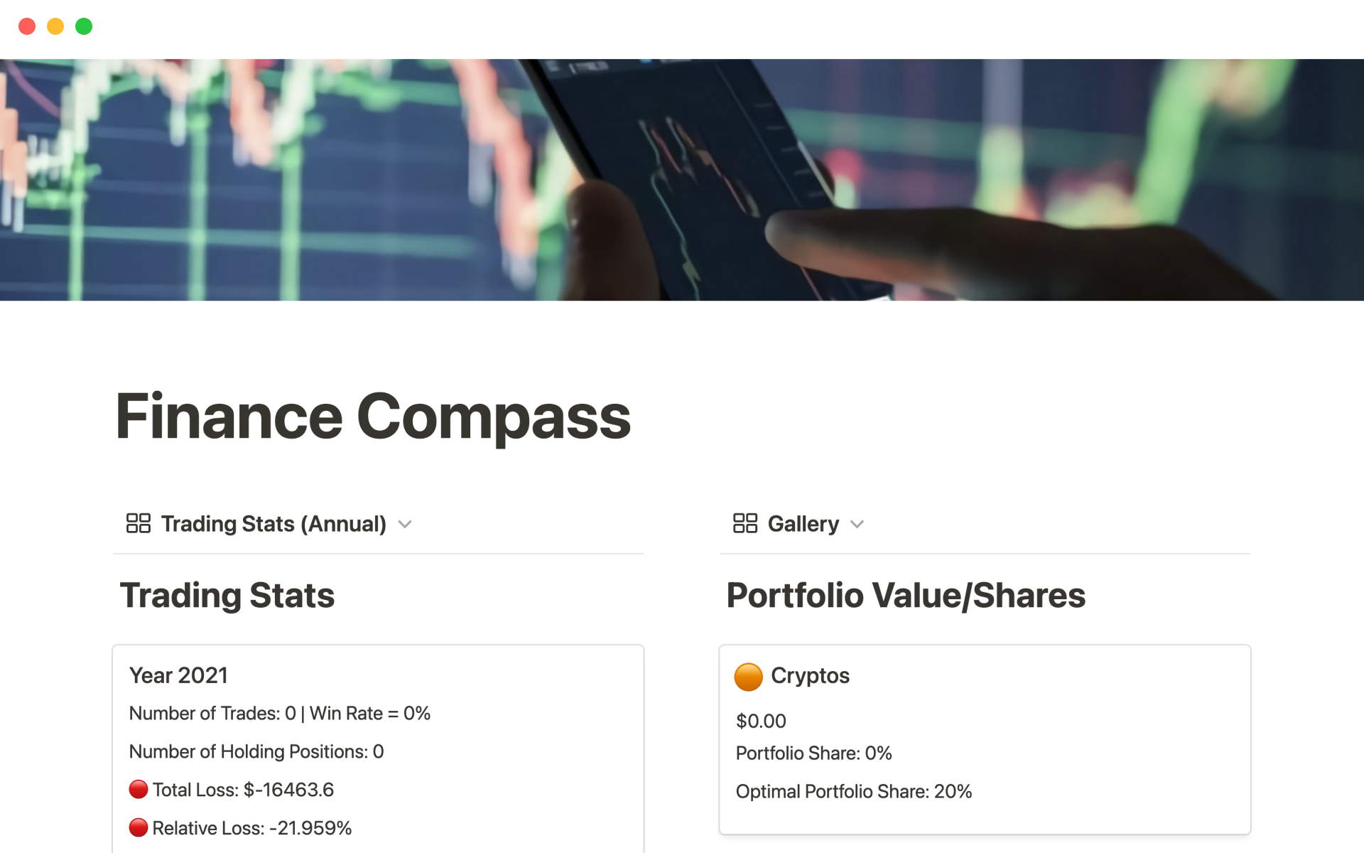 A template preview for Finance Compass 2.0
