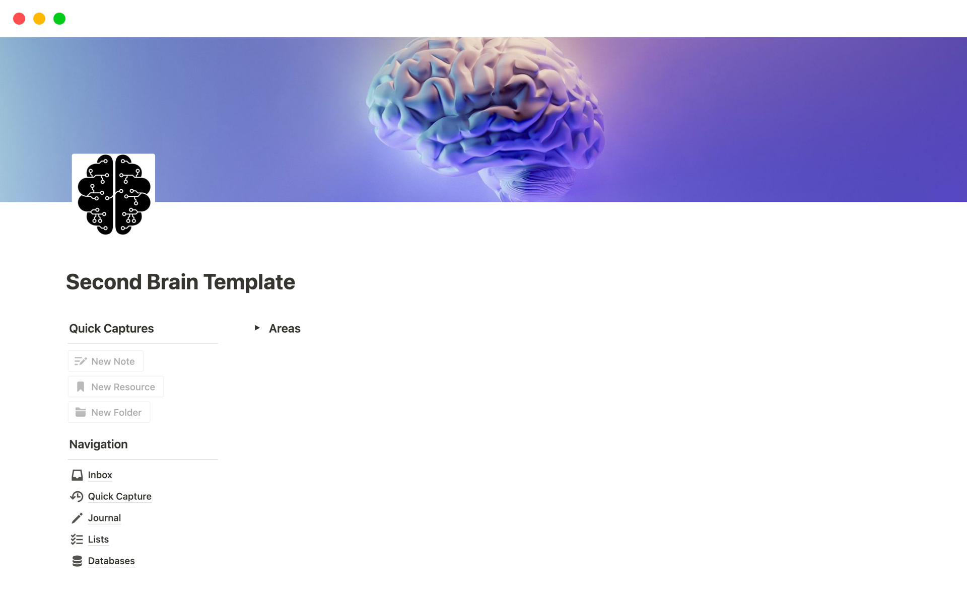 This is a second brain template made for personal knowledge management.