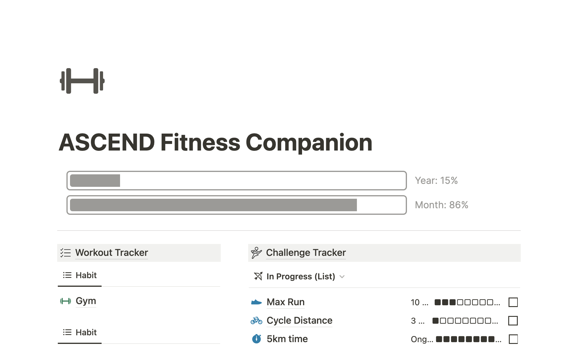 A fitness companion tool to track progress, create challenges & set targets, allowing you to have complete control over your fitness journey