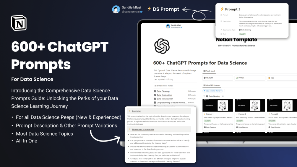 Introducing the "Complete Data Science Ideas for ChatGPT: Over 600 Exciting Suggestions" - your ultimate toolkit designed for all parts of your Data Science journey. 