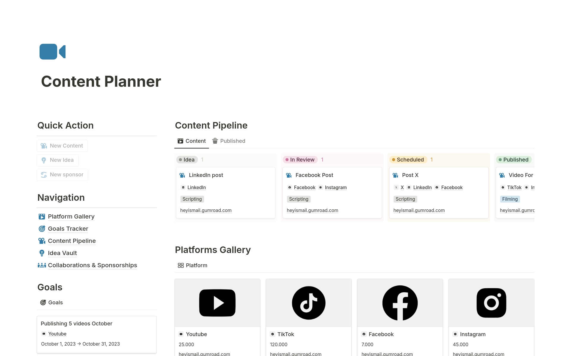 A template preview for  Social Media Planner