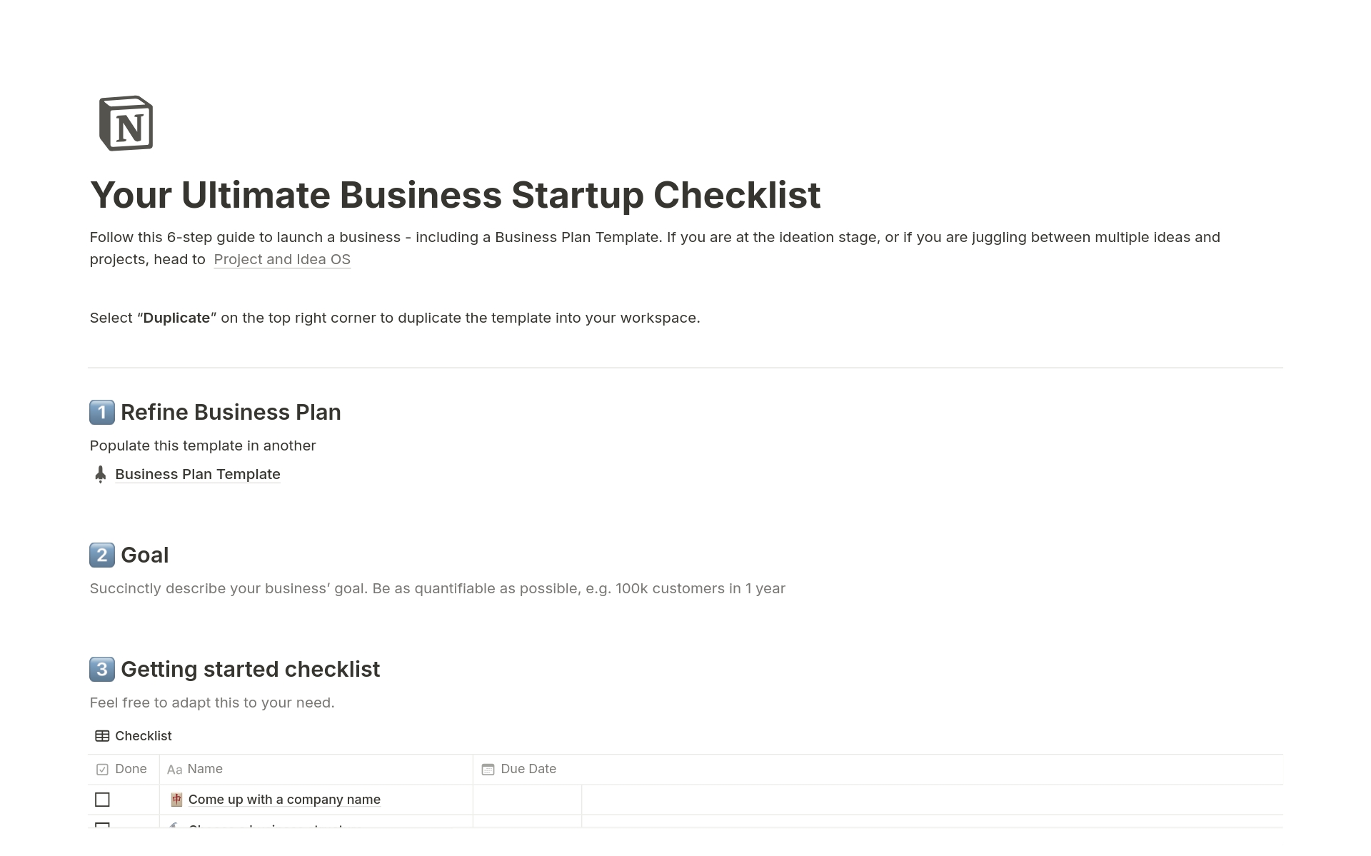 Your Ultimate Business Startup Checklistのテンプレートのプレビュー
