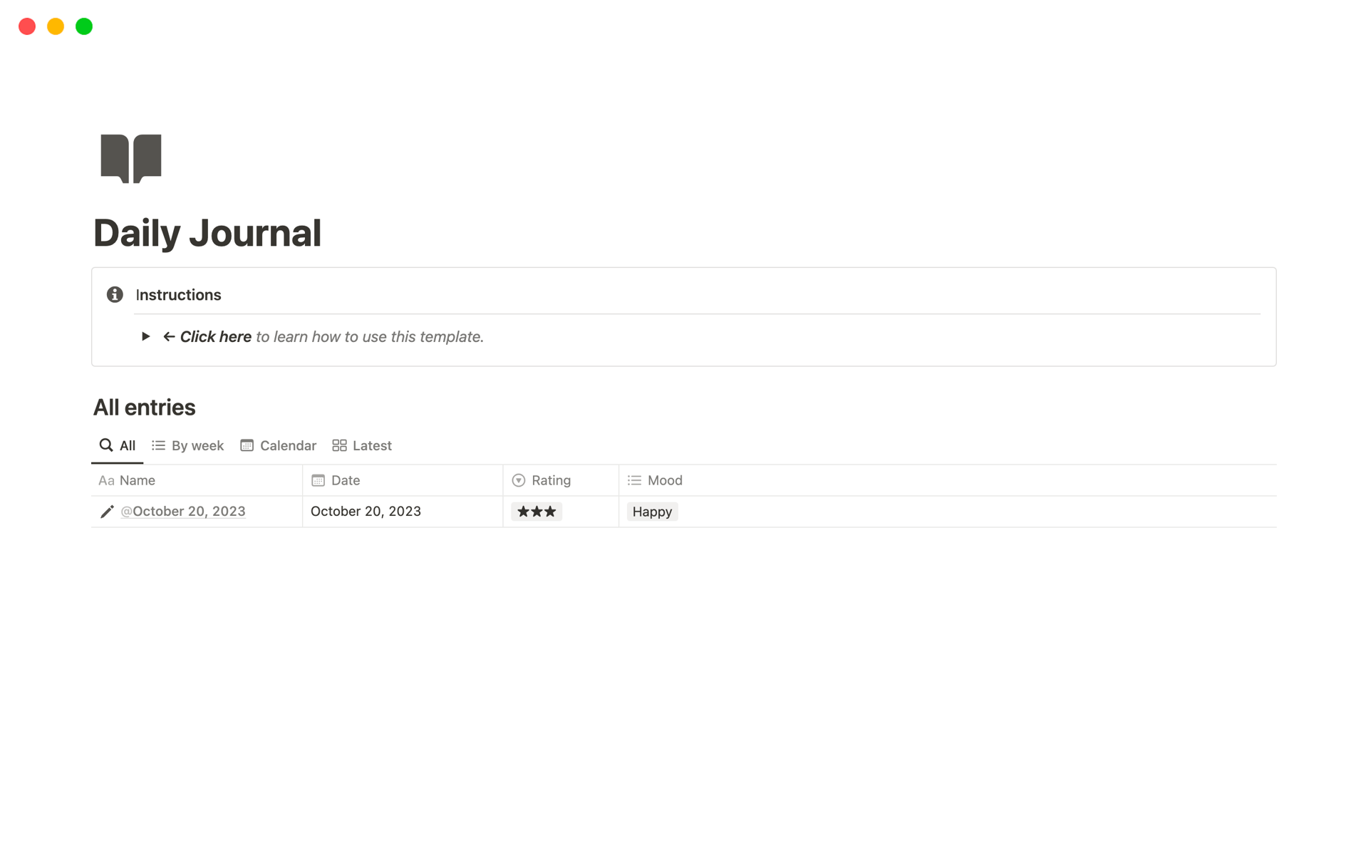 Daily Journal by Notion Everything Notion Template