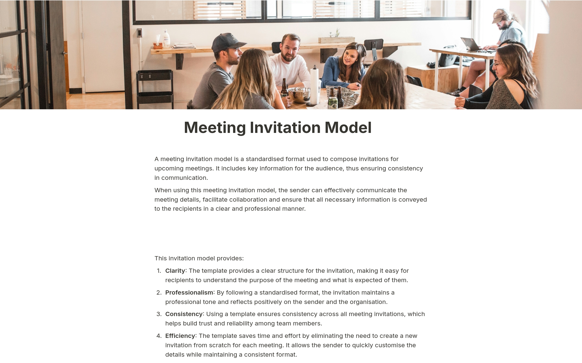 Meeting Invitation Model Notion Template