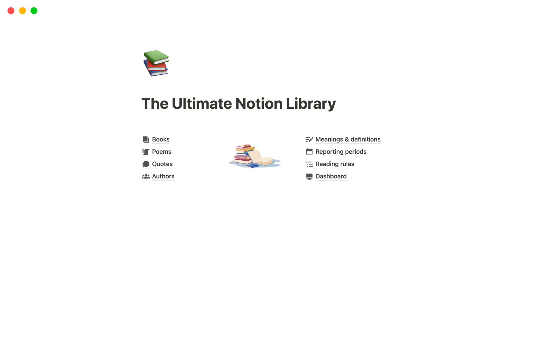 A template preview for The Ultimate Library