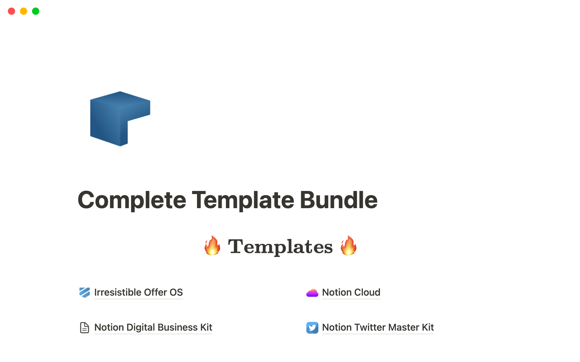 Complete Template Bundleのテンプレートのプレビュー