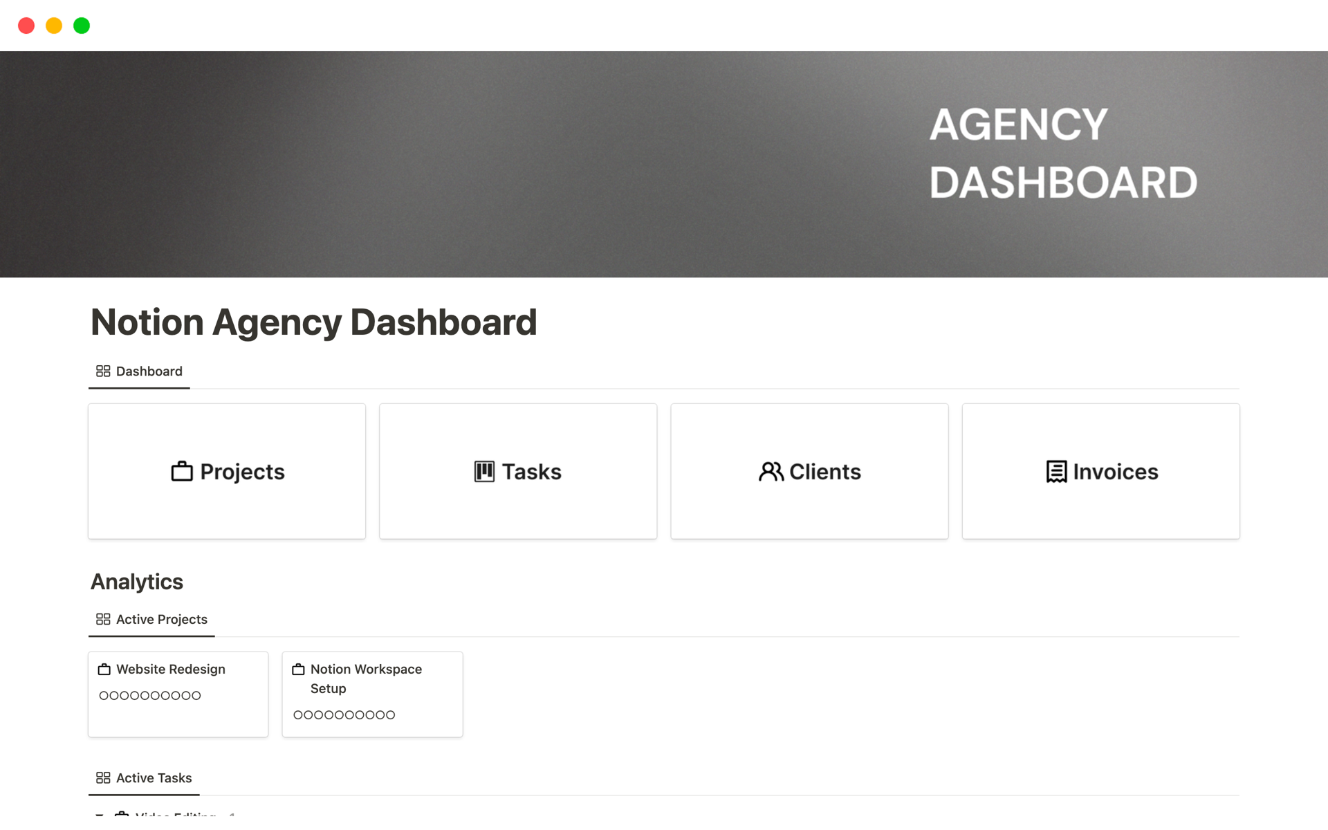 A template preview for Agency Dashboard