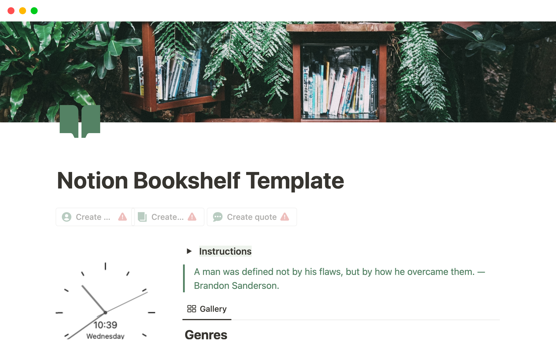A template preview for Bookshelf