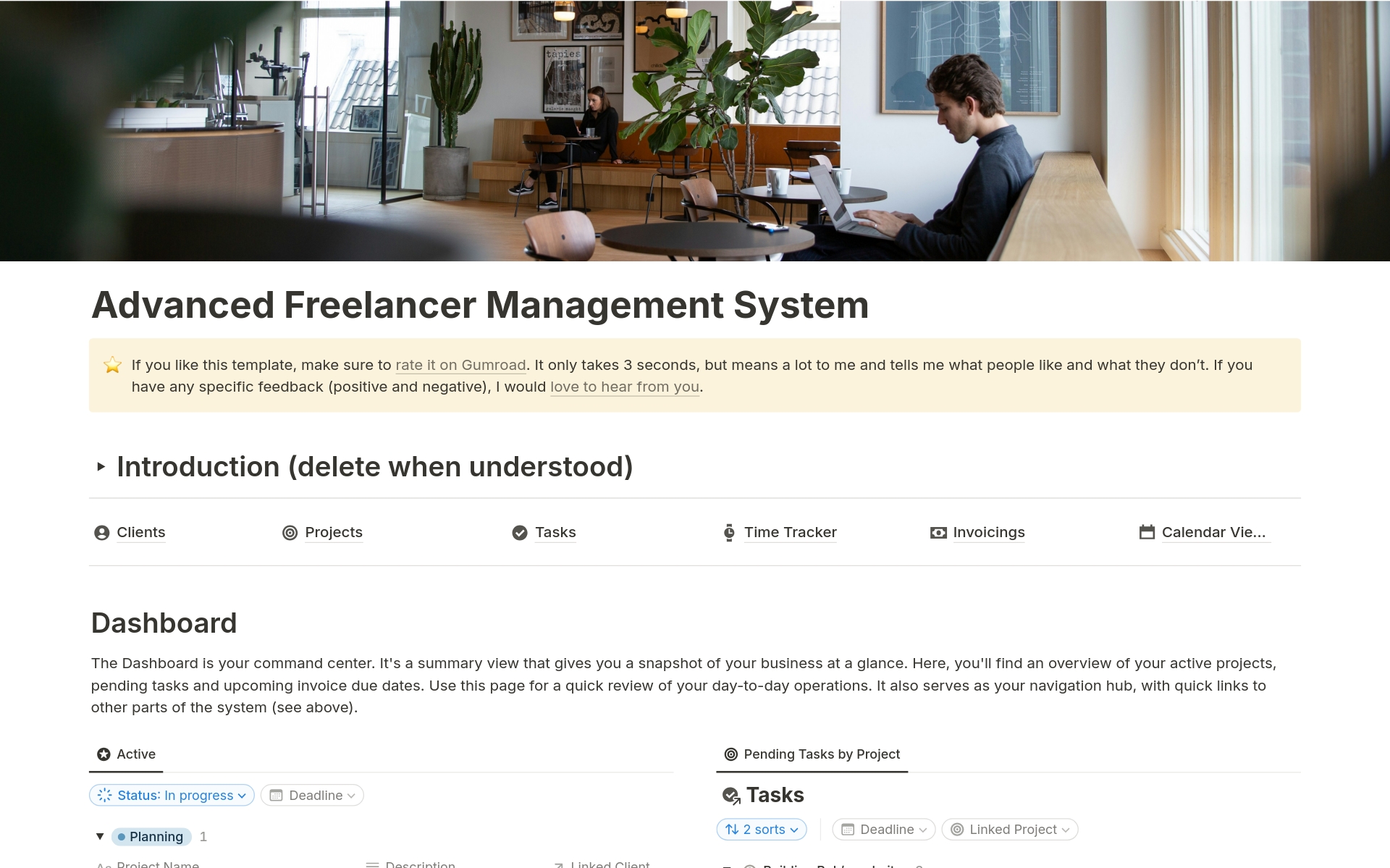 A template preview for Advanced Freelancer Management System