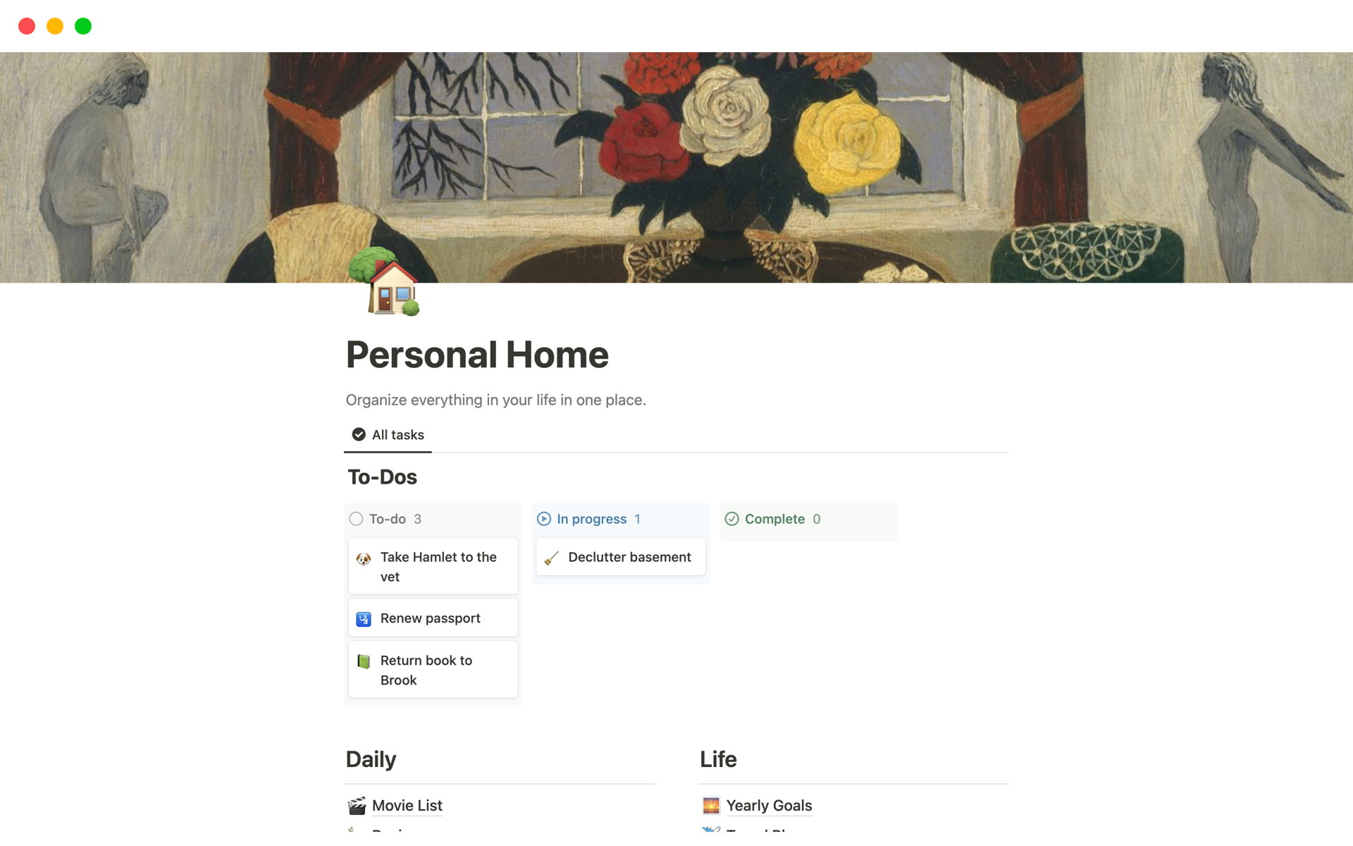 A template preview for Personal home