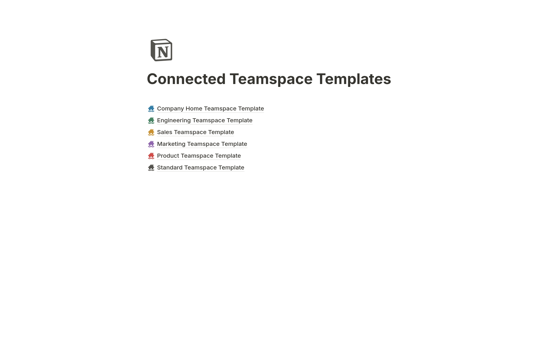 Vista previa de plantilla para Connected Teamspaces