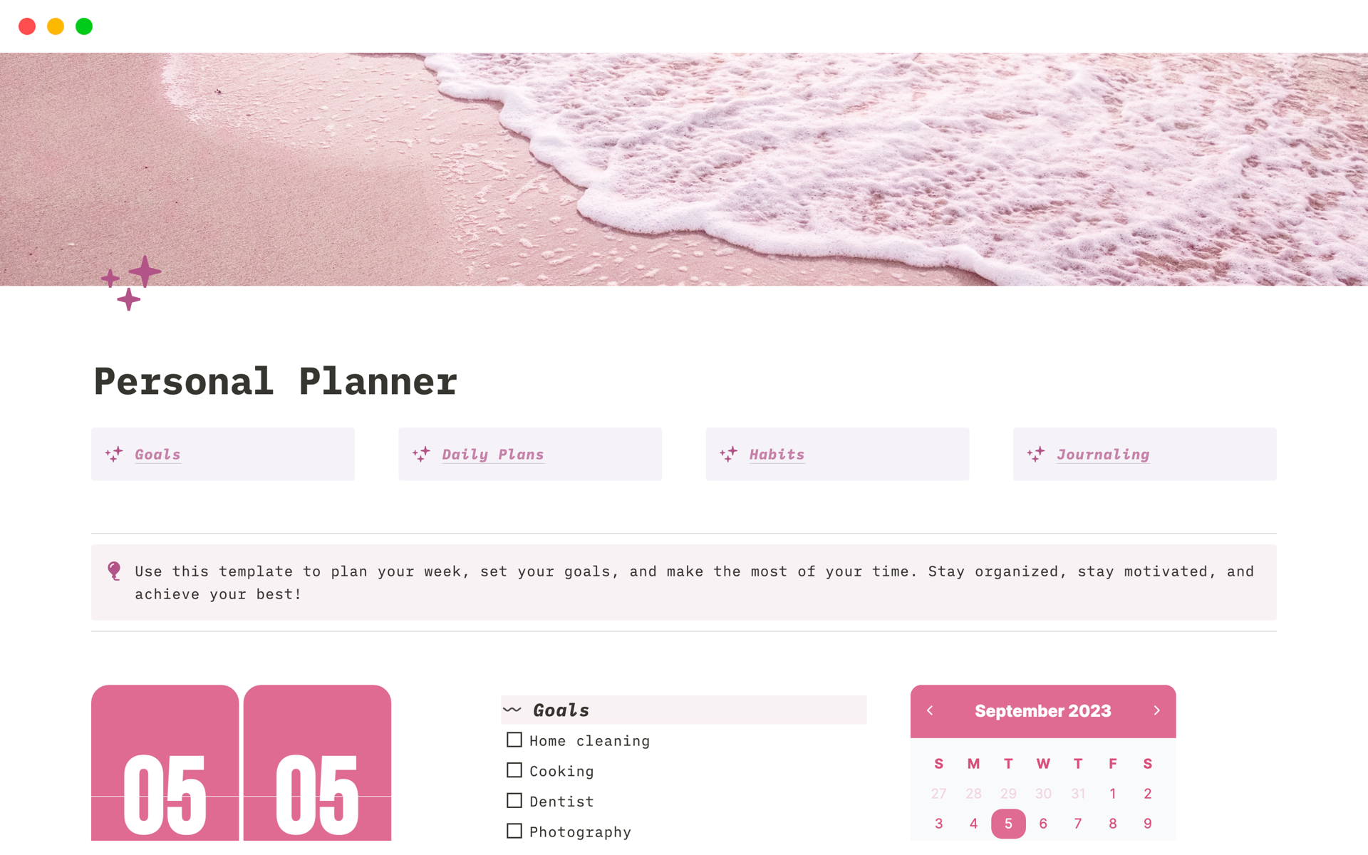 A template preview for Barbie Personal Planner