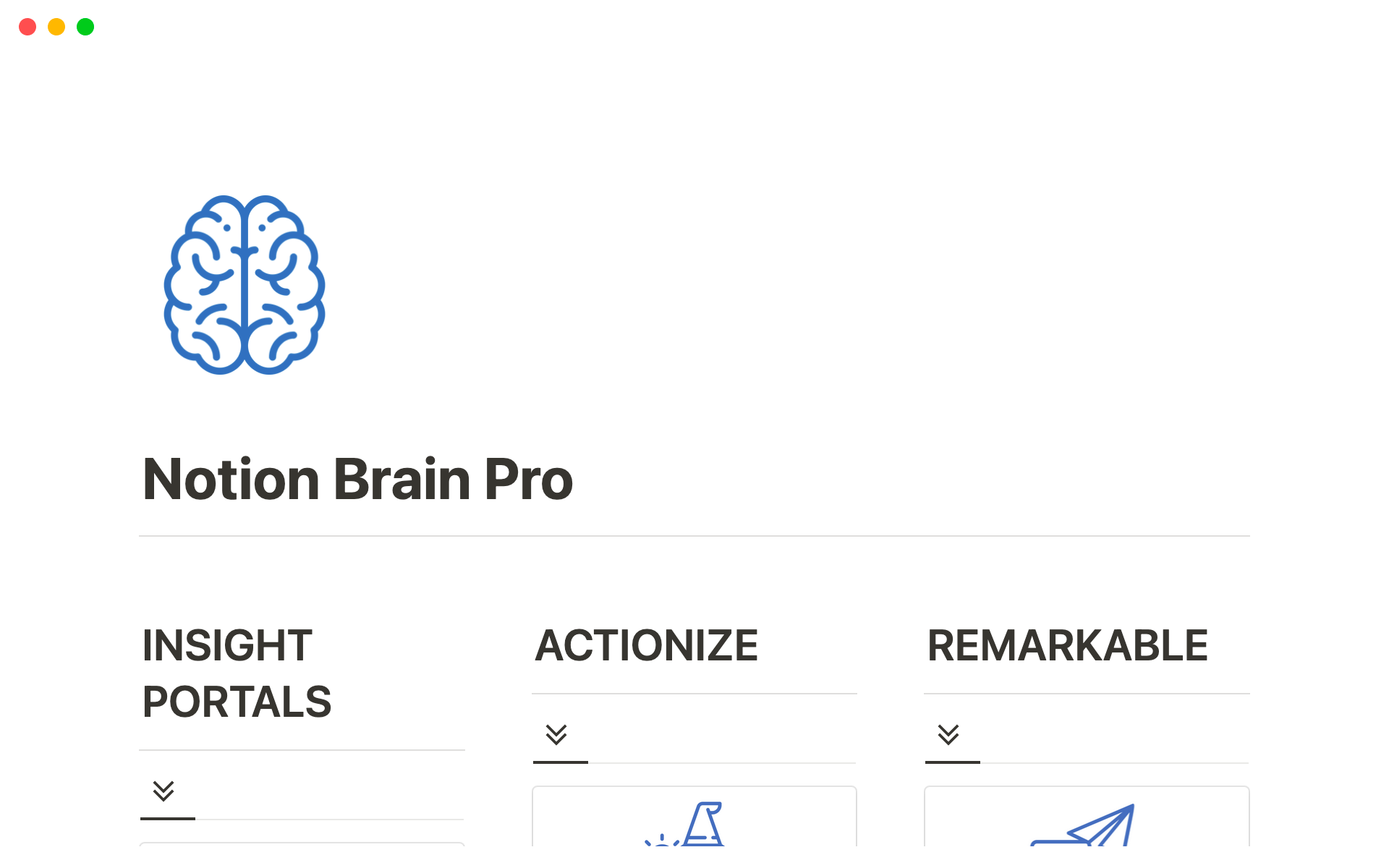 A template preview for Notion Brain