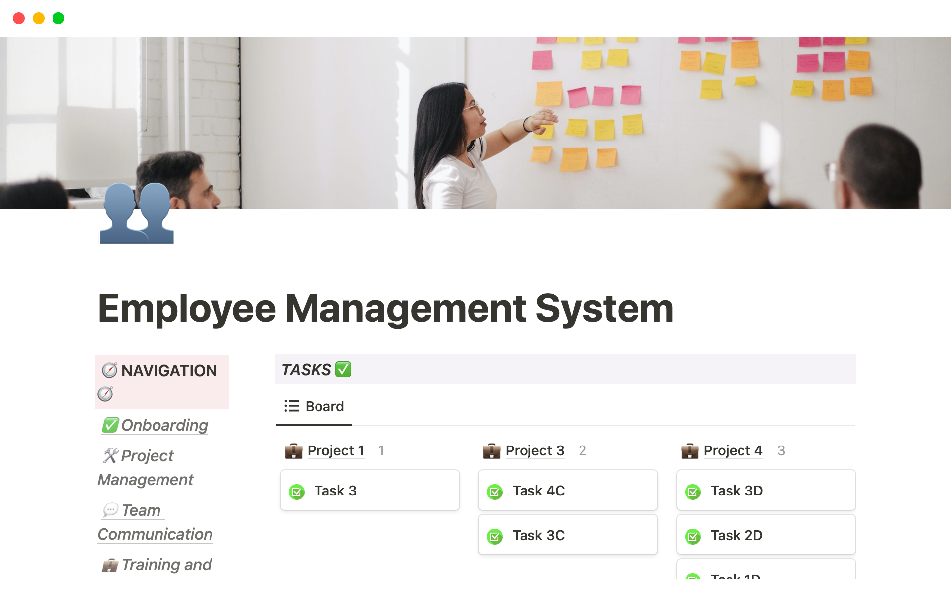 A template preview for Employee Management System
