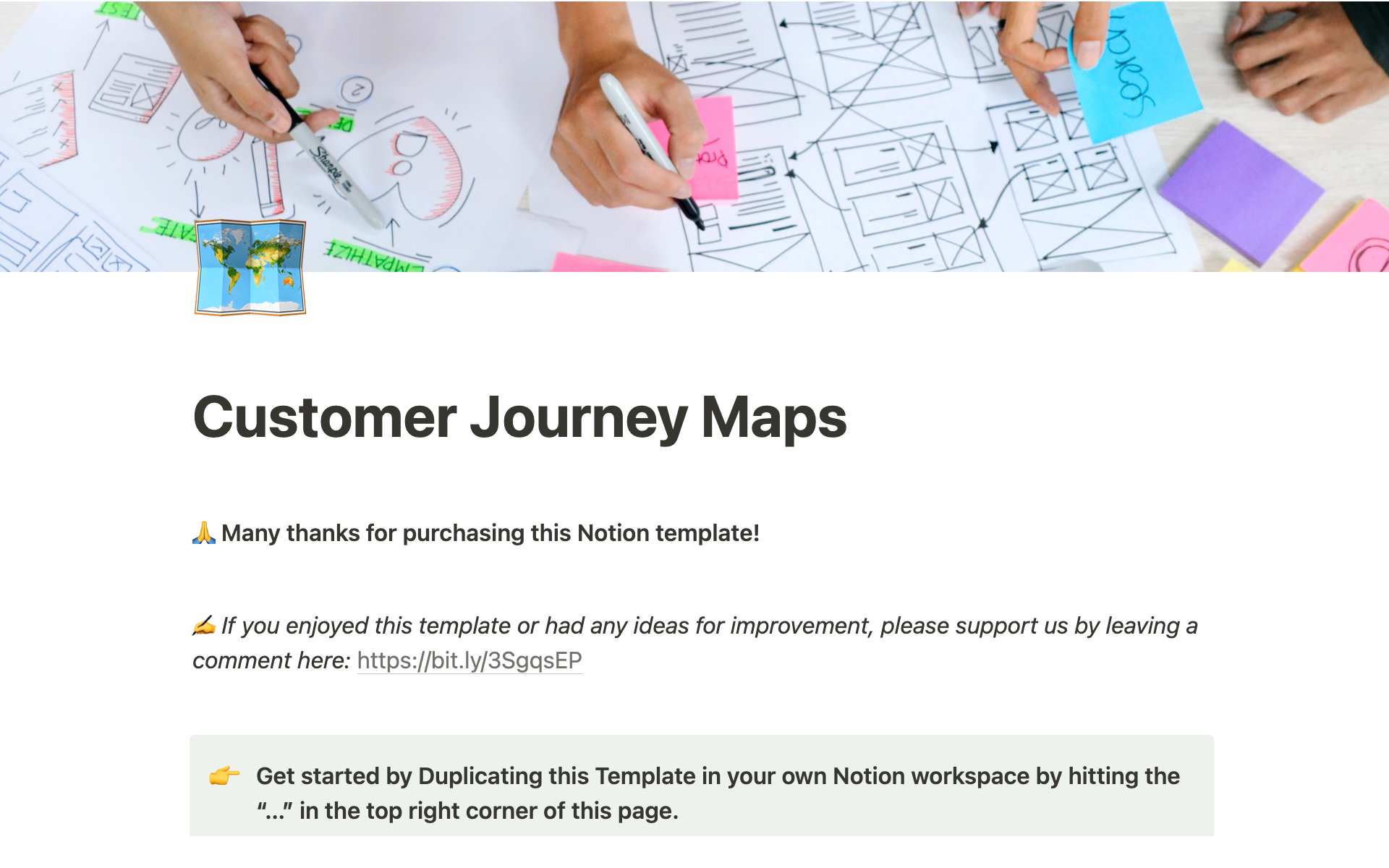 A template preview for Customer Journey Maps & UX handbook