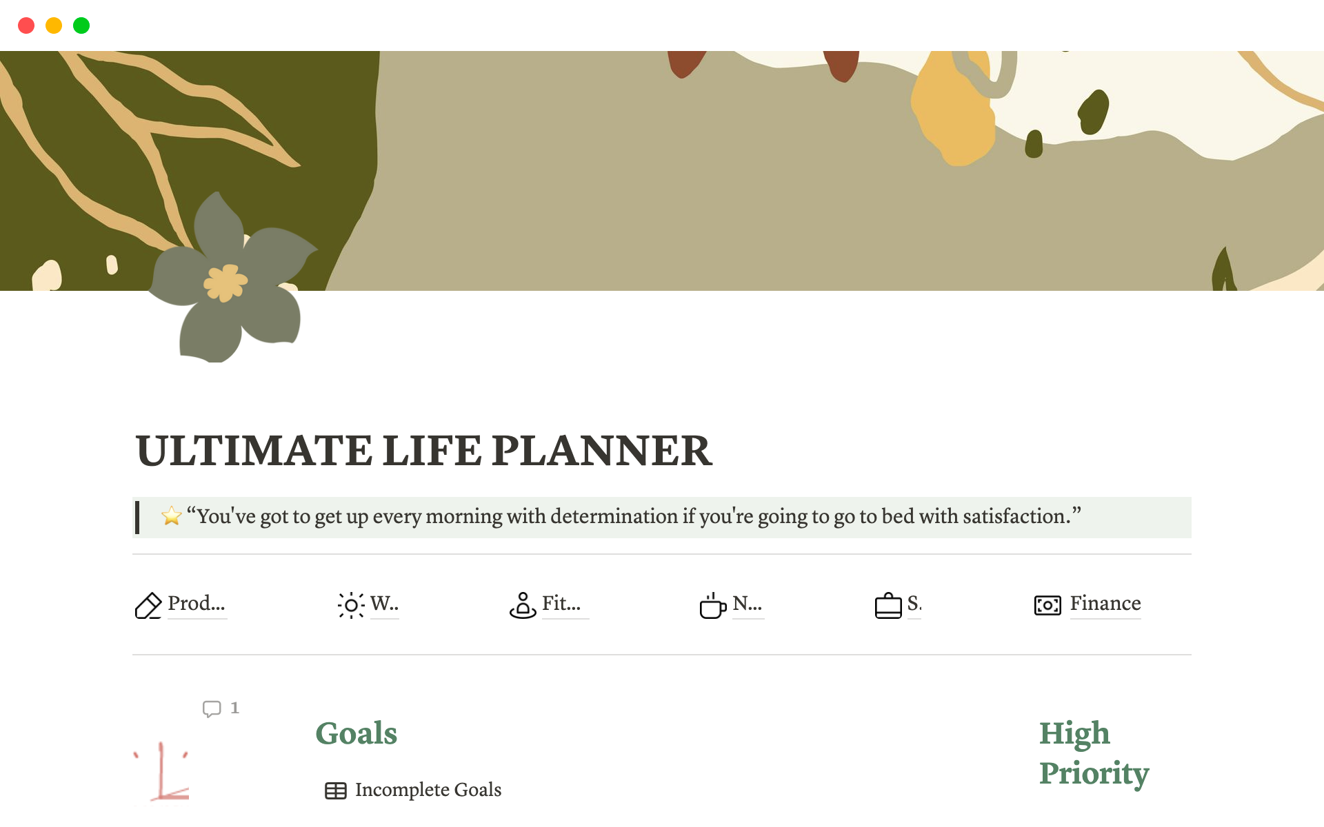 Ultimate Life Planner Notion Template님의 템플릿 미리보기