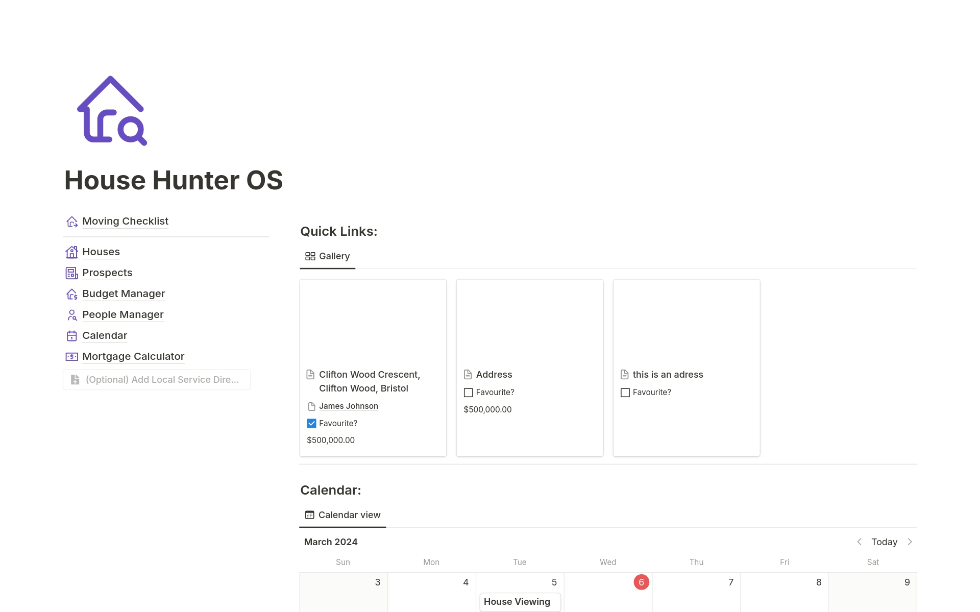 House Hunter OS Notion Template