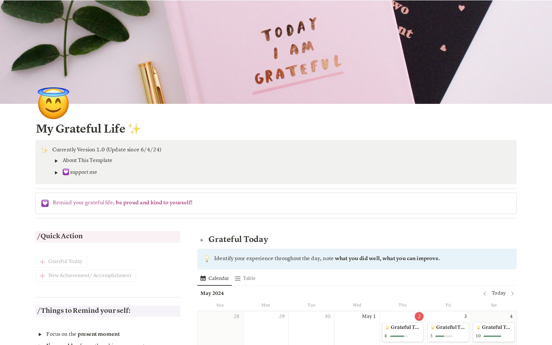 A template preview for My Grateful Life