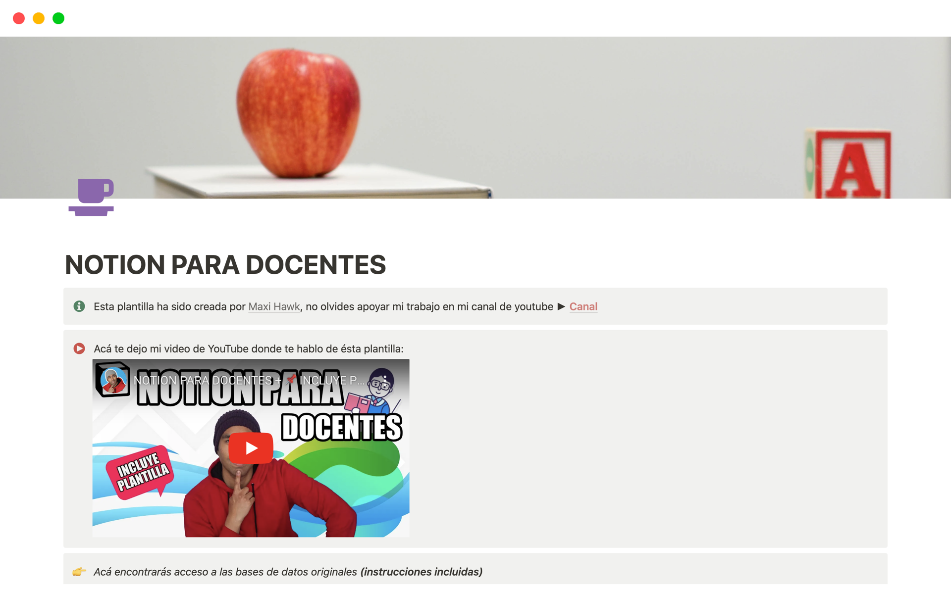 A template preview for NOTION PARA DOCENTES