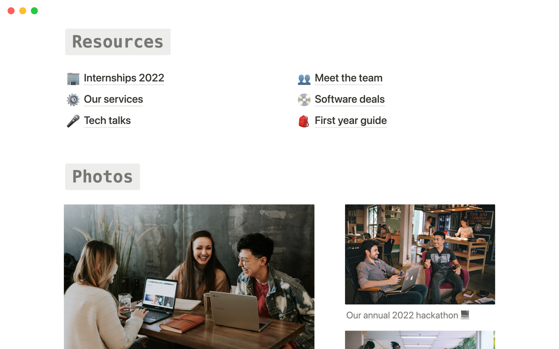 Create a public club home on Notion to host your hackathon events, news, internship guides, coding resources, and more!