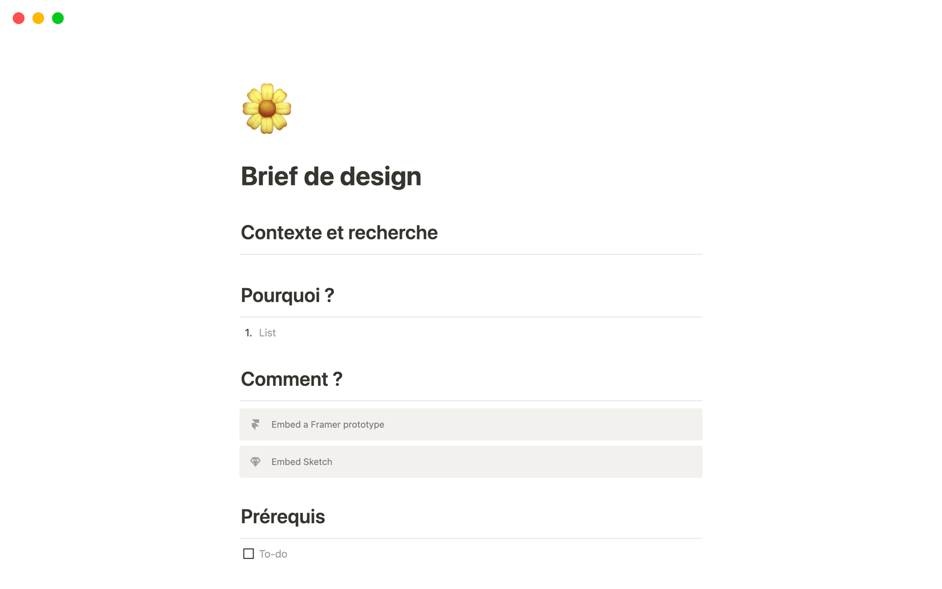 Aperçu du modèle de Brief de design