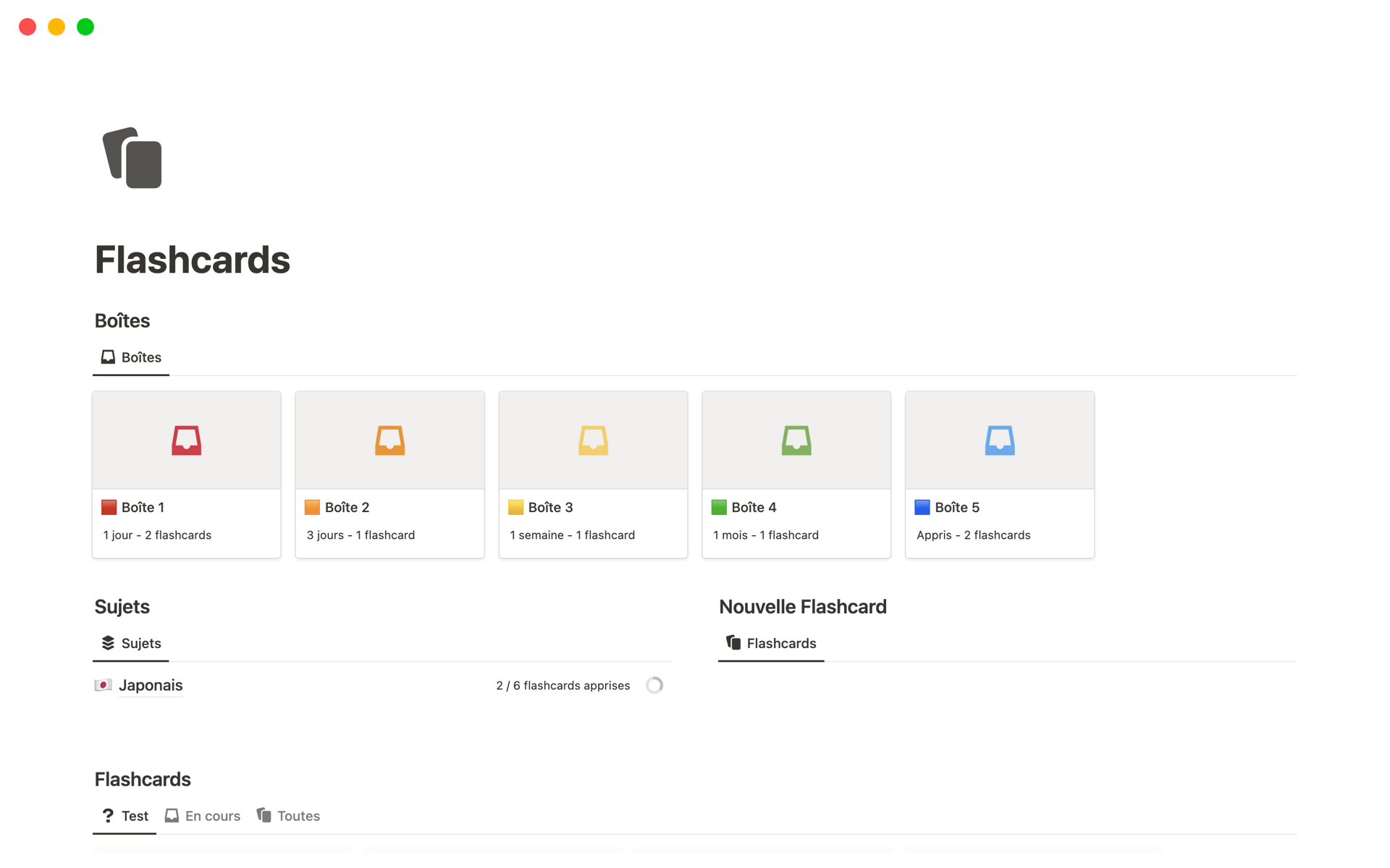 Flashcards Notion Template