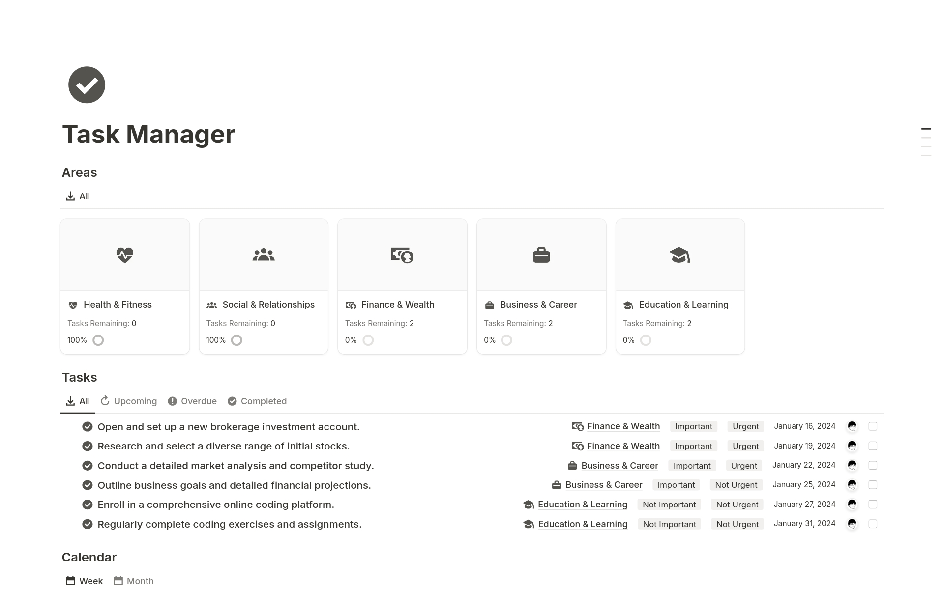 Task Manager Template by Stefan Kc | Notion Marketplace