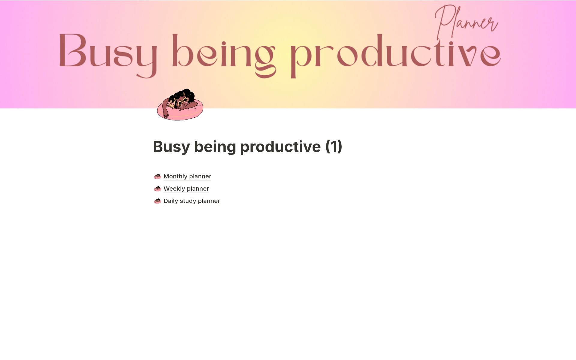 A template preview for Busy being productive