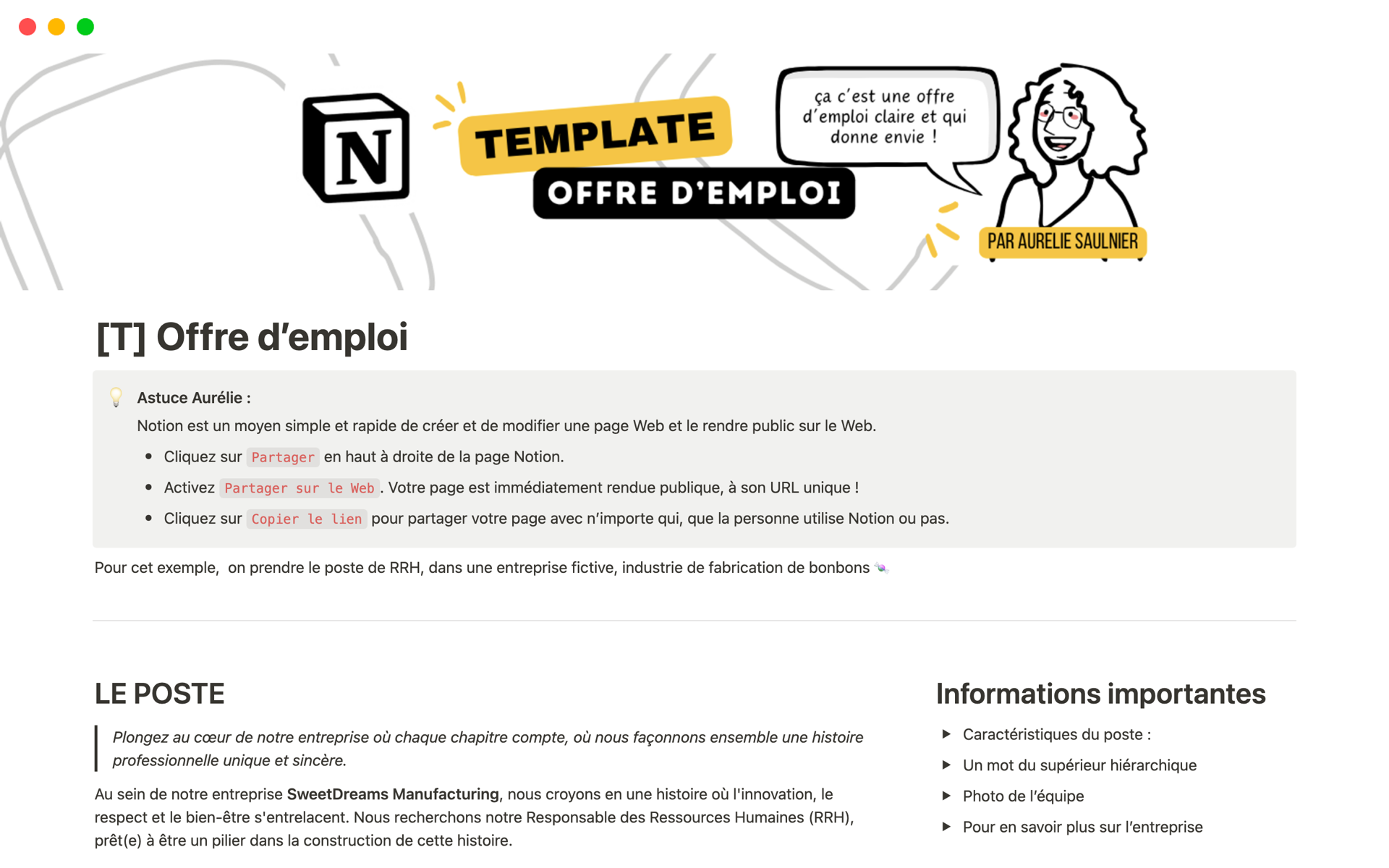 A template preview for [T] Offres d’emploi
