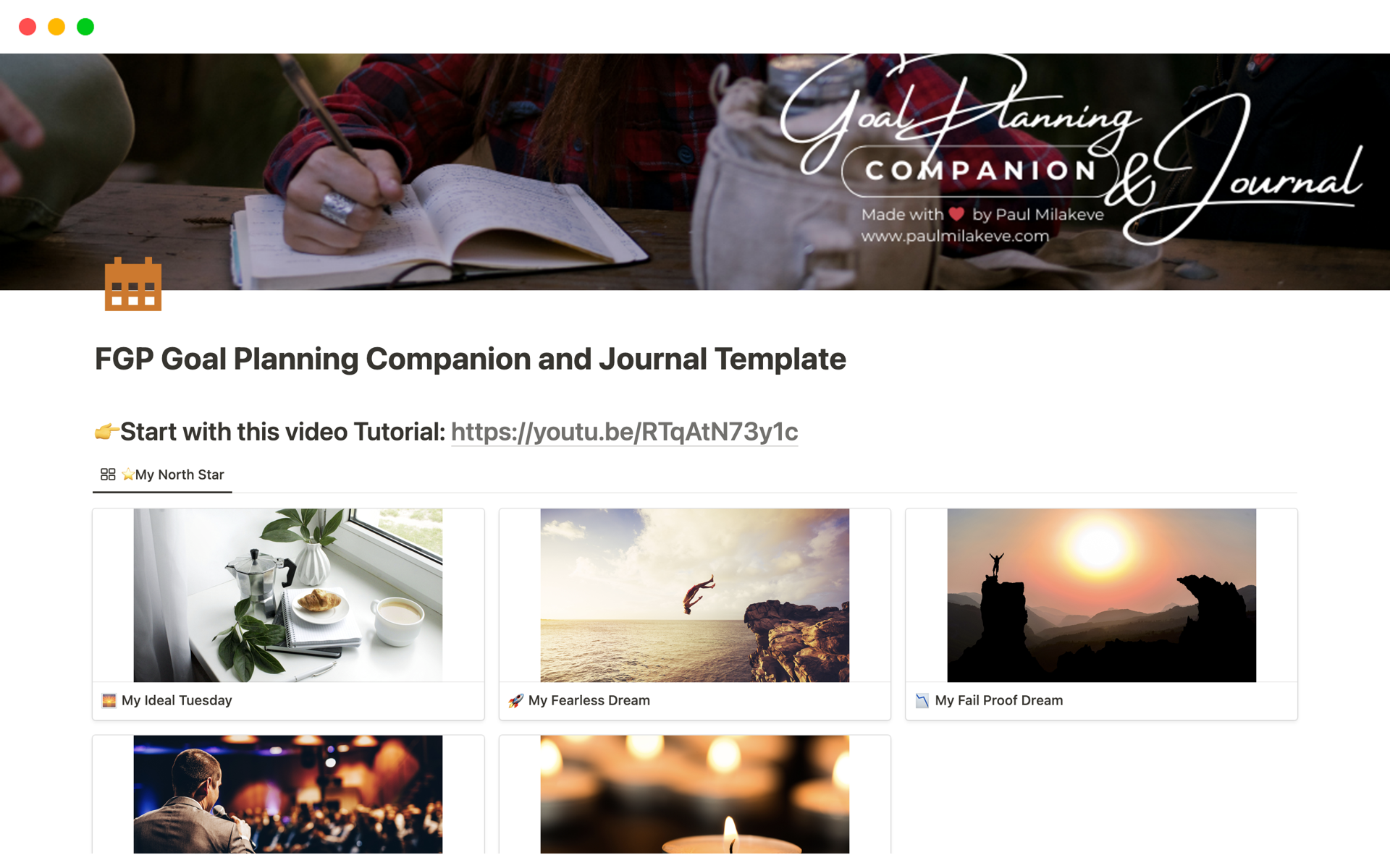 A template preview for FGP Goal Planning Companion and Journal