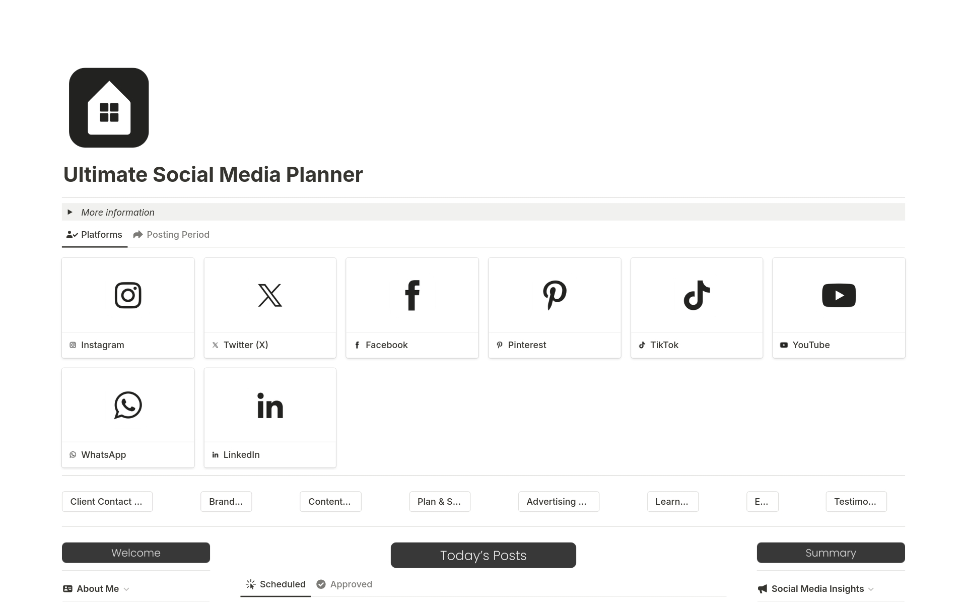 — Elevate your Social Media Content Effortlessly with this Planner.

Experience the power of this social media content planner template, designed to revolutionize how you manage and organize your online presence.