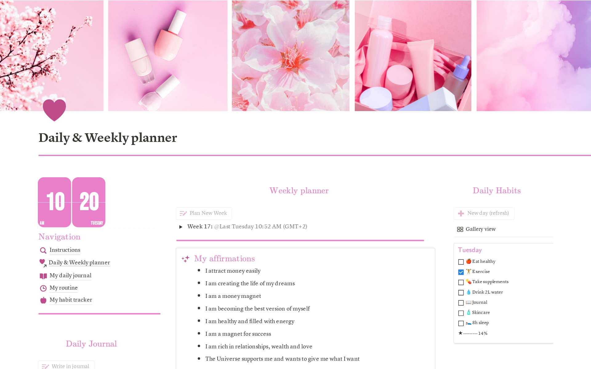 A template preview for Daily & Weekly planner