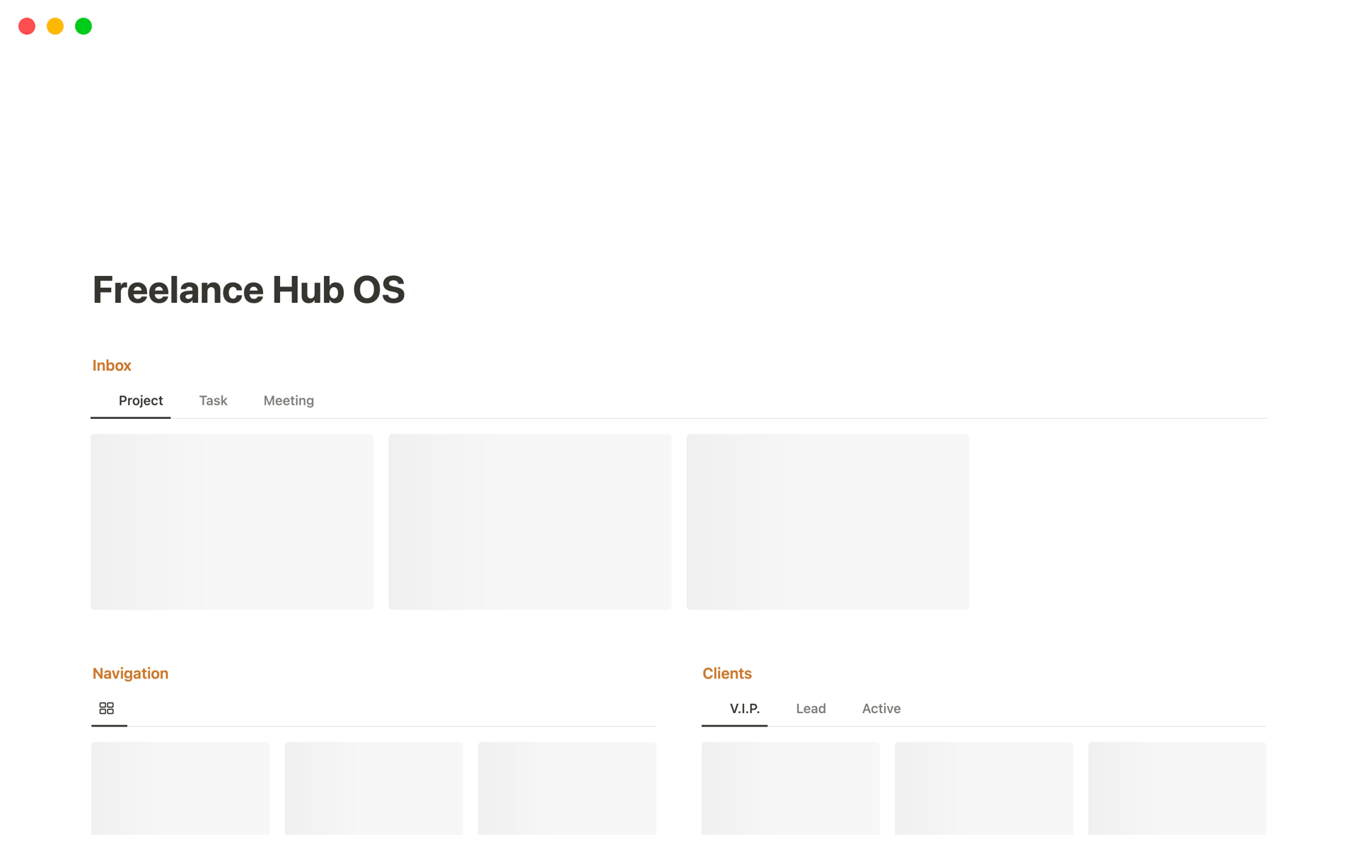 A template preview for Freelance Hub OS