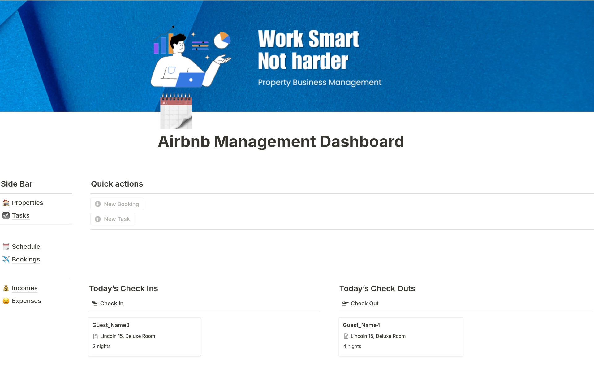 A template preview for Airbnb Management Dashboard