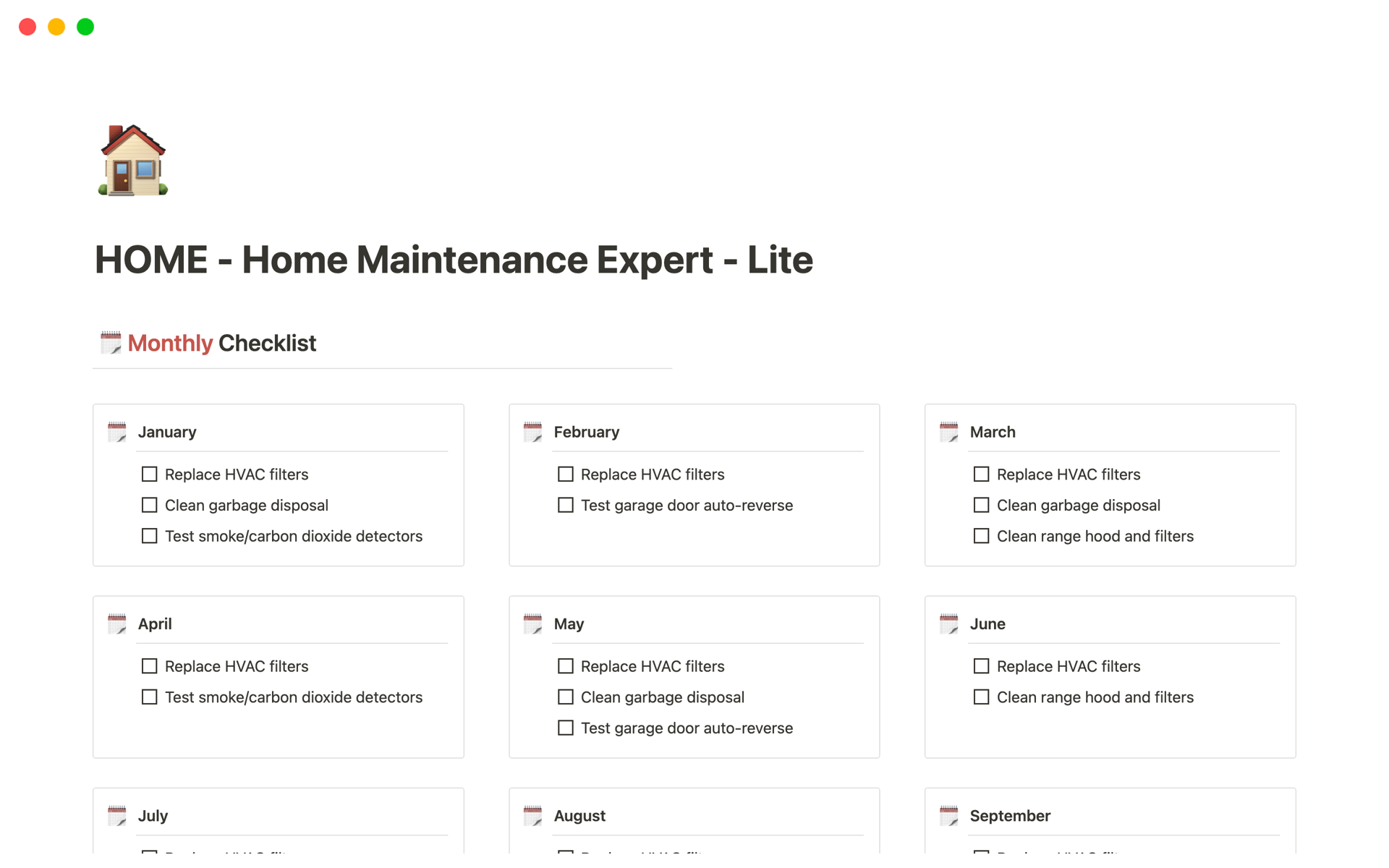Vista previa de una plantilla para HOME - Home Maintenance Expert - Lite