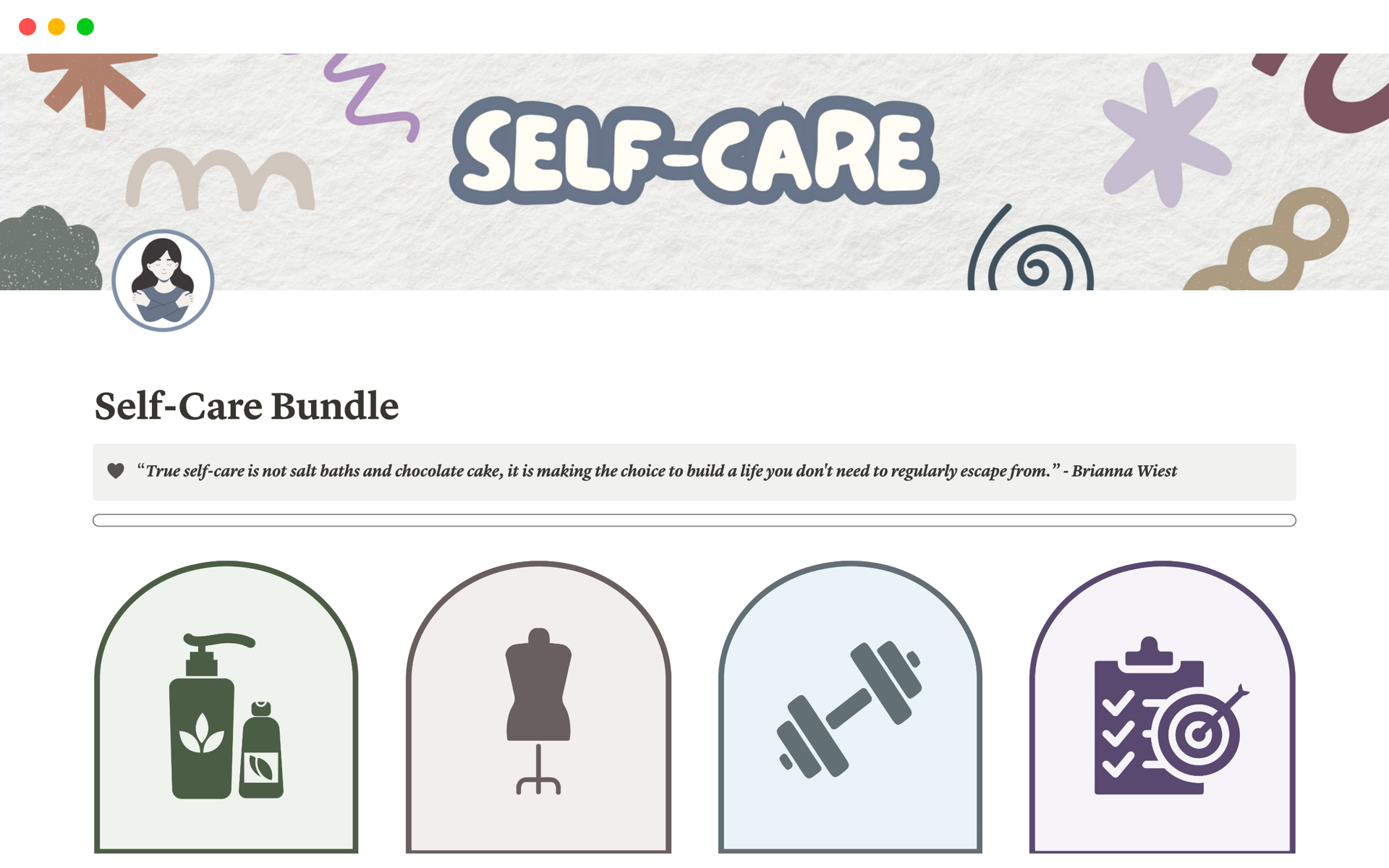 A template preview for Self-Care Bundle