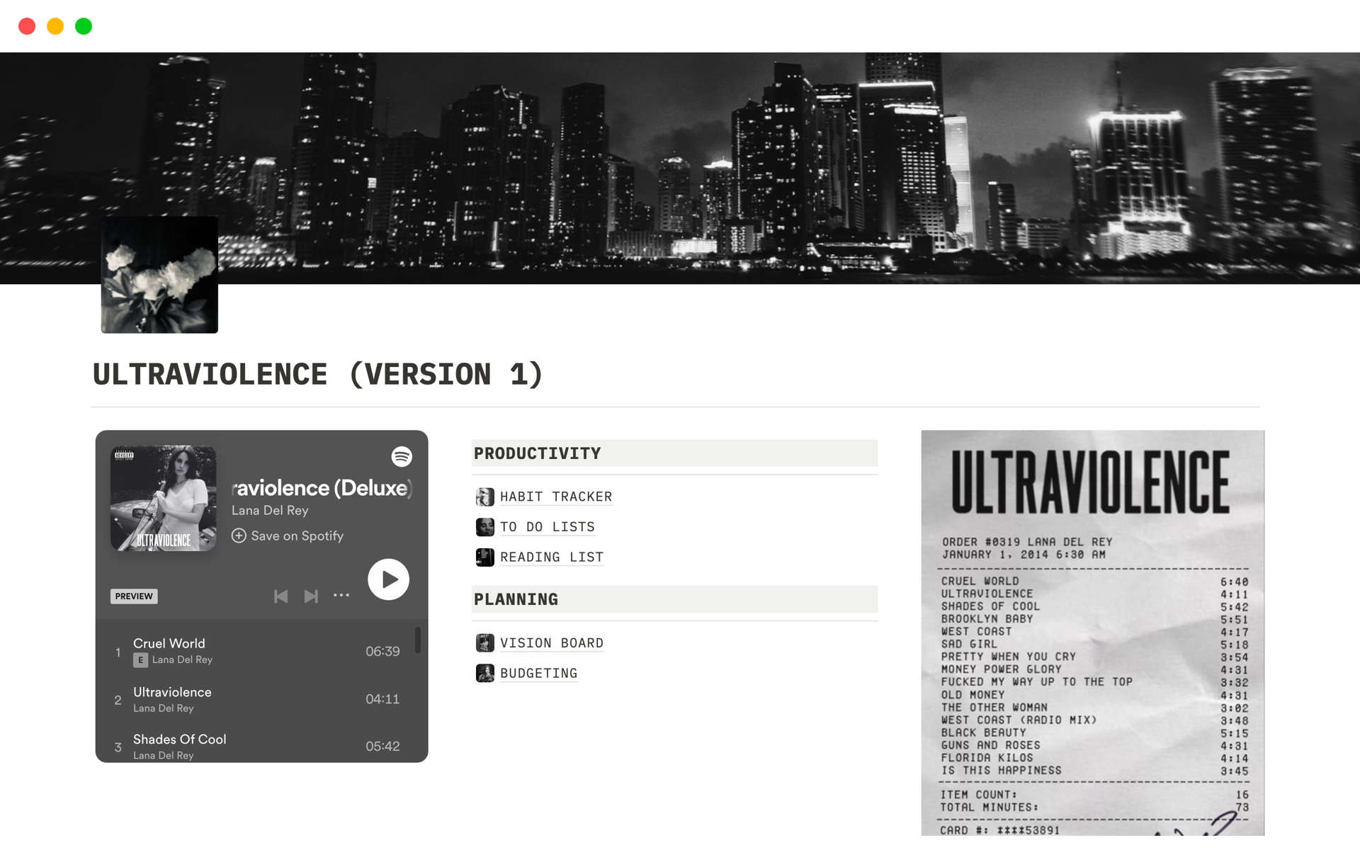 A template preview for ULTRAVIOLENCE (VERSON 1)