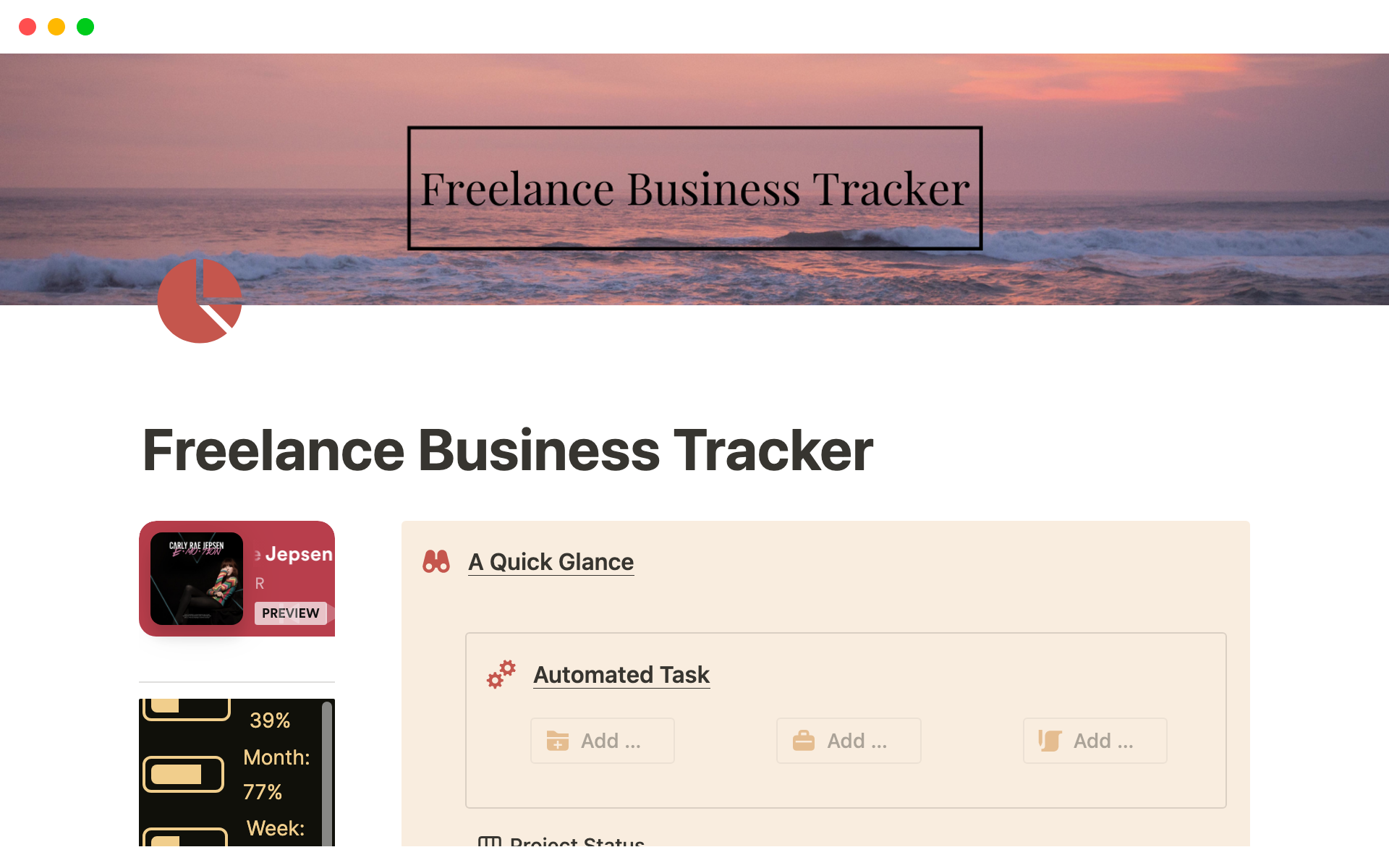 A template preview for Freelance Business Tracker