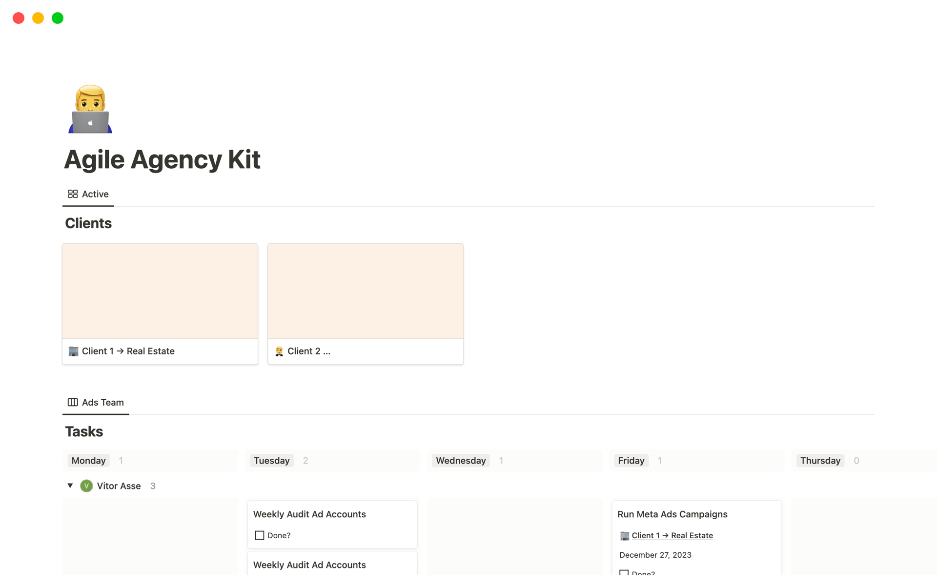 A template preview for Agile Agency Kit