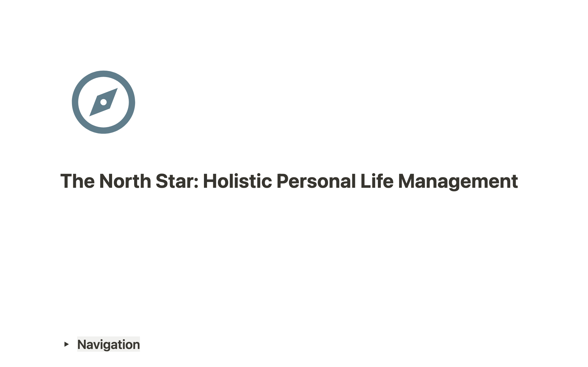 Eine Vorlagenvorschau für The North Star: Holistic Personal Life Management