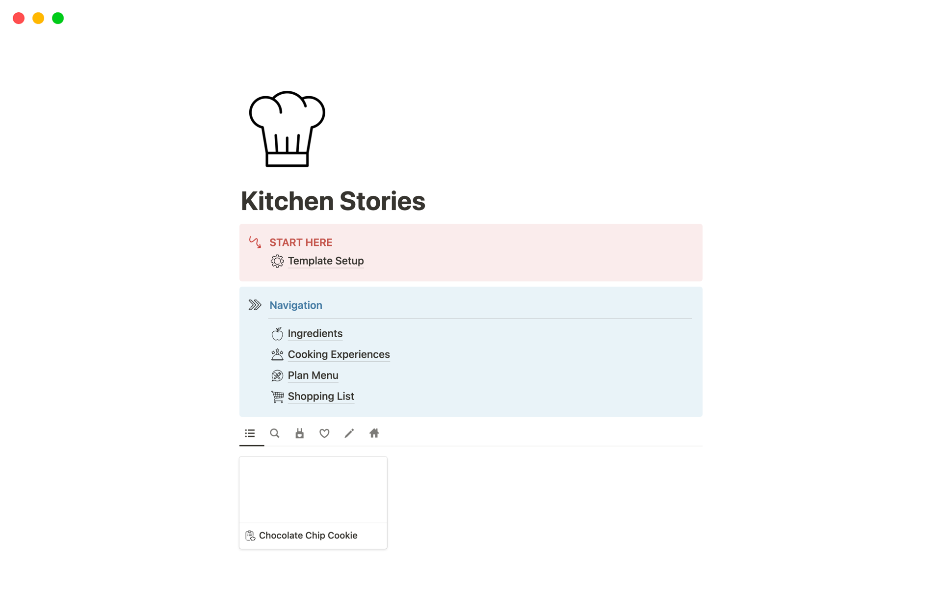 A template preview for Kitchen Stories