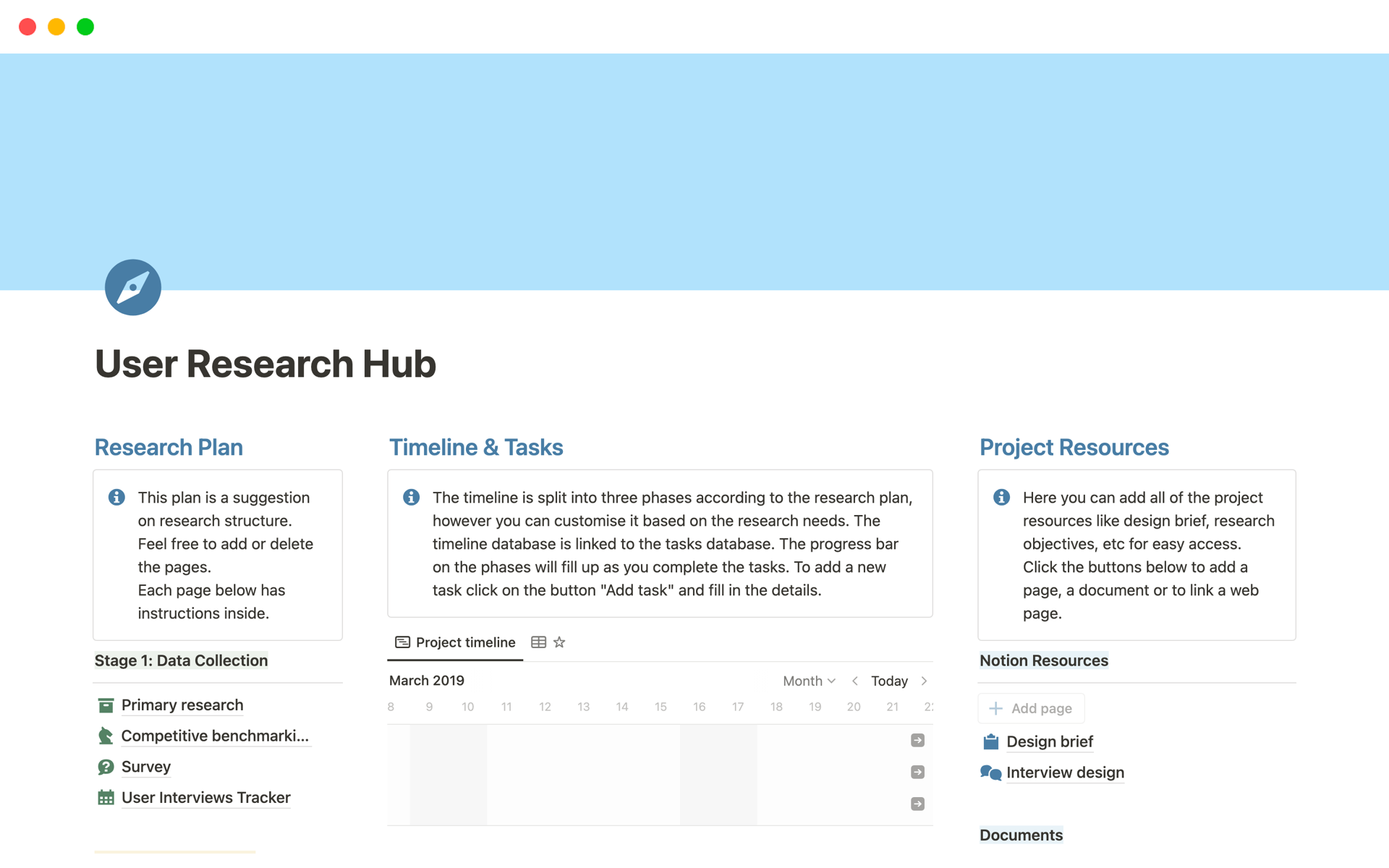 Template to manage your user research project all in one place