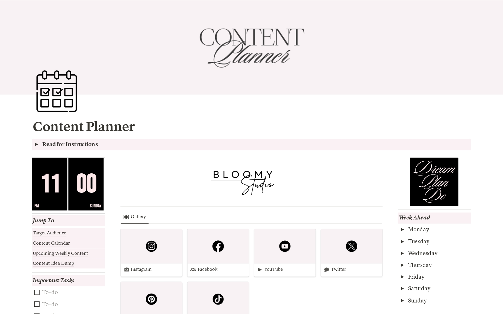 Maximize social media success with our Content Planner: tailor content across platforms, manage captions & visuals, organize workflow, analyze audience, brainstorm ideas, set goals. Elevate your strategy today!
