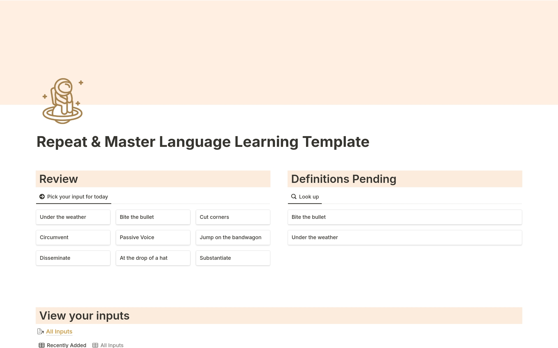 A template preview for Repeat & Master Language Learning