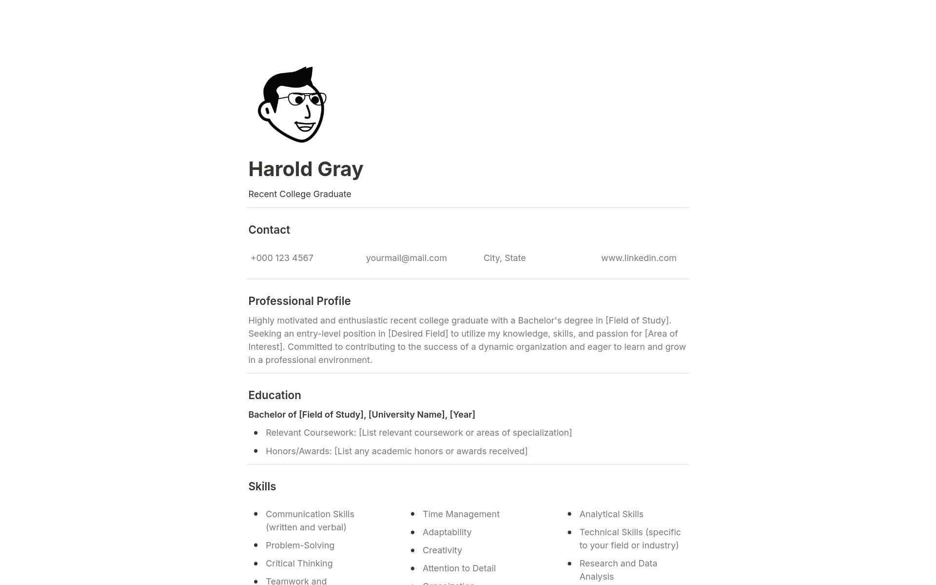 Attention recent college grads! Kickstart your career journey with this free Notion resume template.
