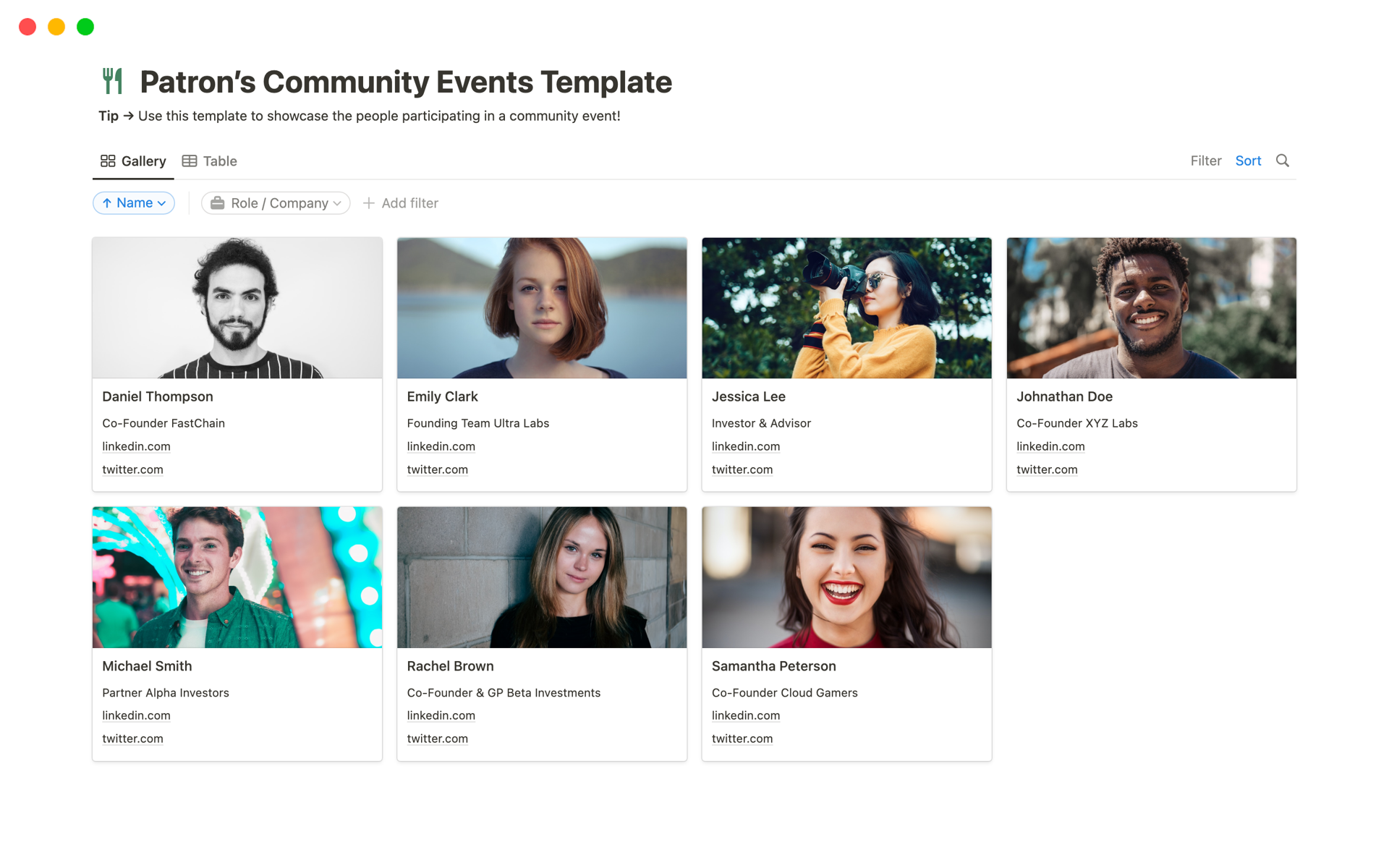 Use this template to showcase the people participating in a community event!