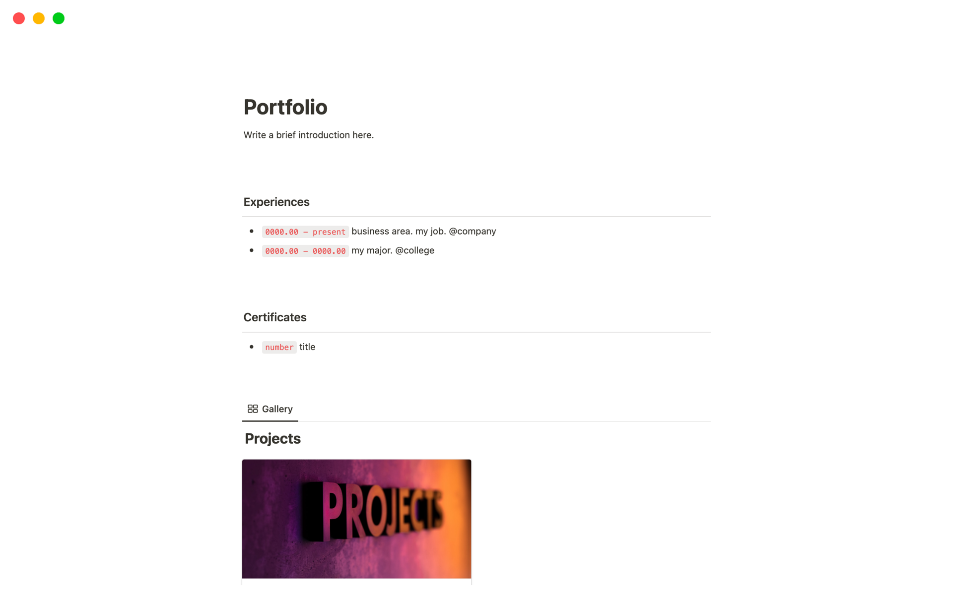 A Simple One-Page Portfolio Template by Christopher Jang | Notion ...