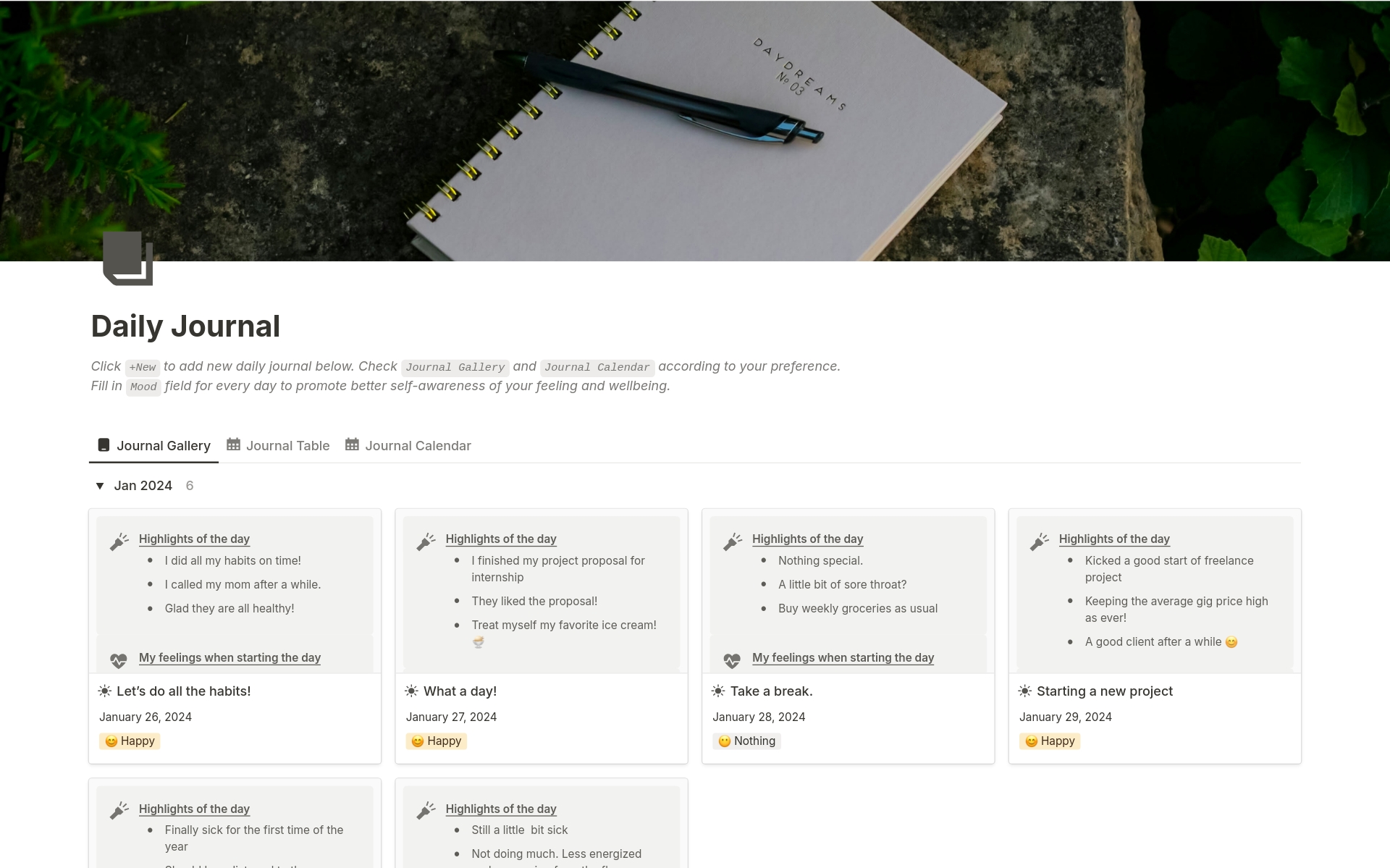 Are you tired of the overwhelm that comes with traditional journaling? Say goodbye to blank pages and hello to simplicity with the Simple Daily Journal Notion template. Effortless Journaling on Notion - Reflect, Track, and Highlight Your Life in Minutes
