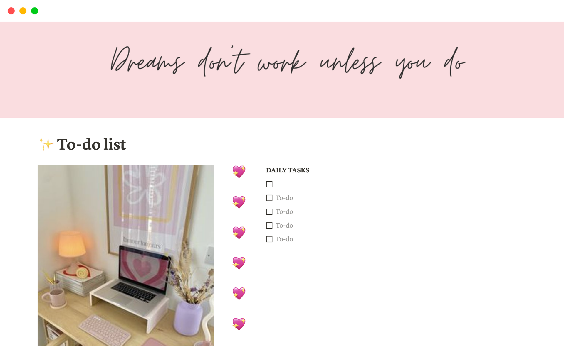A template preview for Girly To-do list