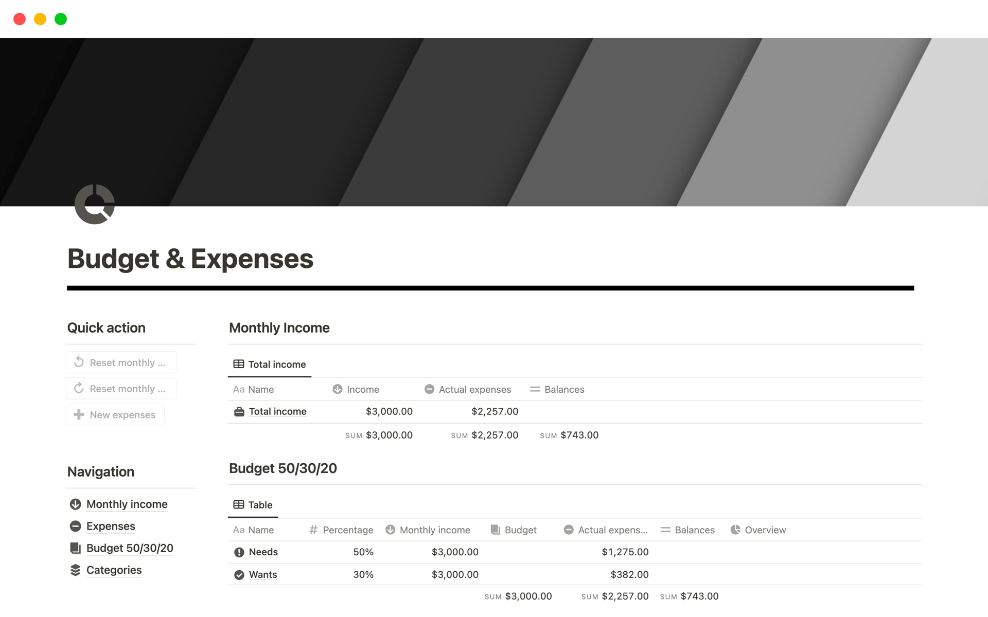 A template preview for PennyWise: Budget & Expenses tracker